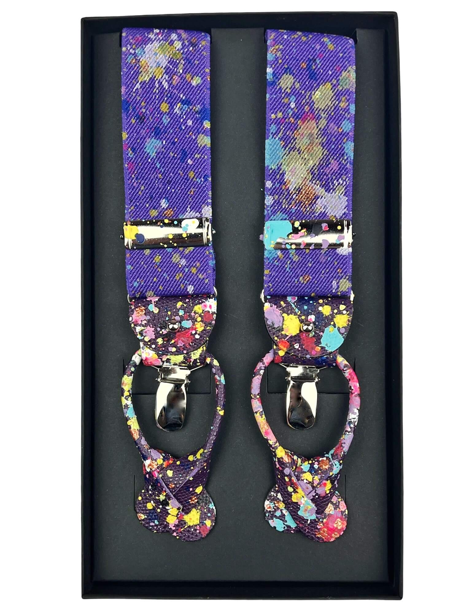 DÉCLIC 'Mamiki Flowers' Painted 35mm 2-in-1 Braces - Adjustable Elastic Hair Bands for Women & Girls (Purple) | Perfect for Ponytails, Braids & Everyday Hairstyles