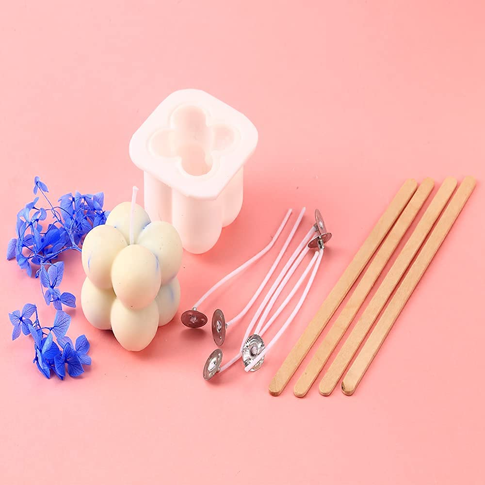 2 Pack Silicone Candle Molds with 20 Wicks - Cute DIY Candle Making Kit for Homemade Candles & Soap Molds for Handmade Soap - Perfect for DIY Crafts, Home Decor & Gift Making
