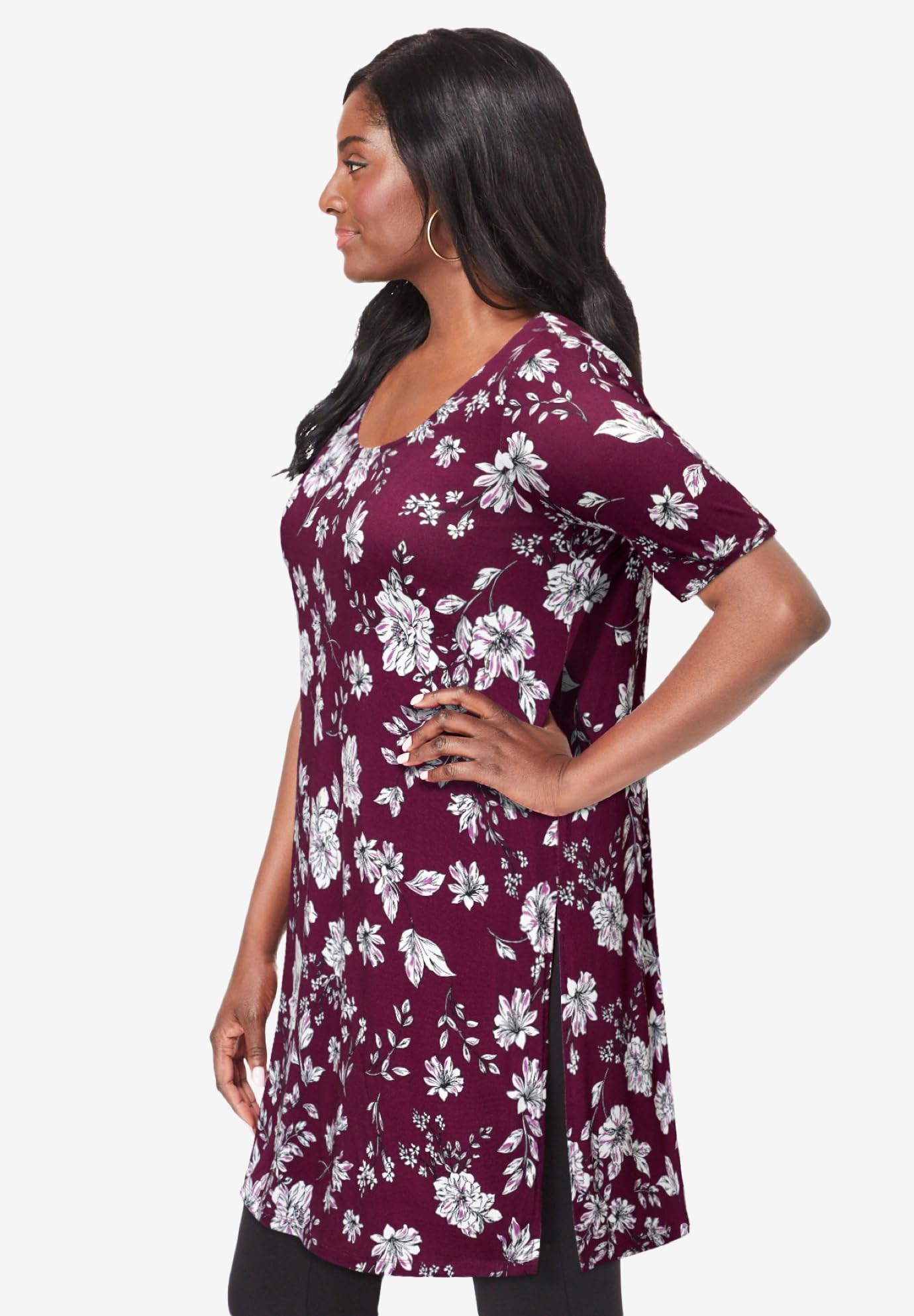 Jessica London Plus Size Stretch Knit Tunic - Comfortable Office & Casual Wear