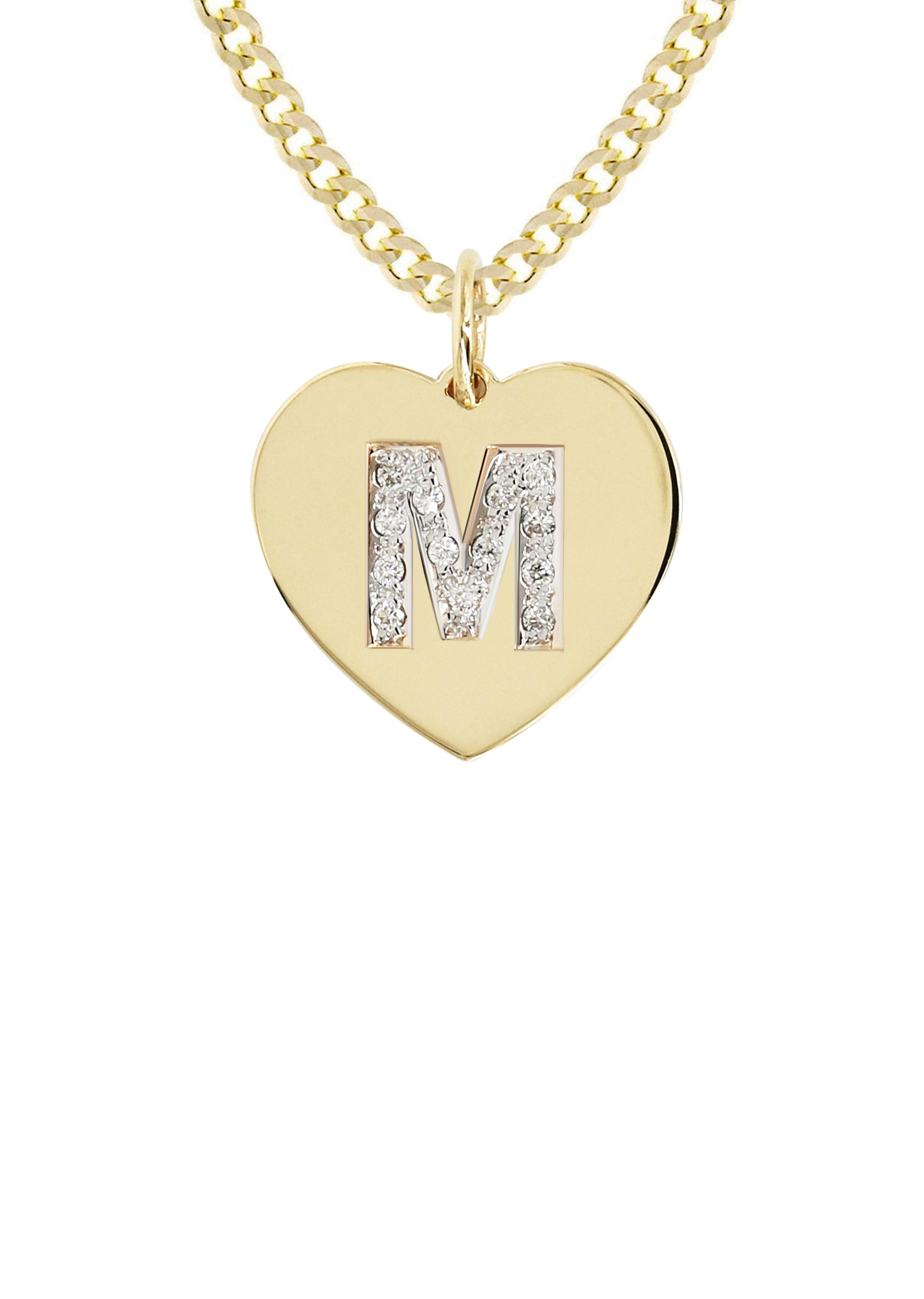 14K Gold Diamond Initial Heart Pendant Necklace - Personalized Name Necklace for Women, Dainty Heart Jewelry Gift for Her - Perfect for Valentine's Day, Anniversary & Birthday Gifts