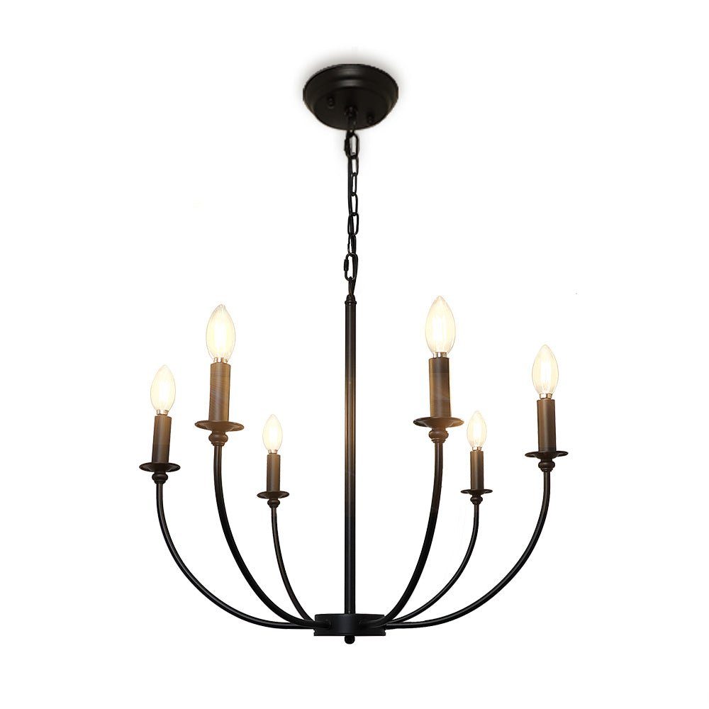 Depuley 6-Light Black Farmhouse Chandelier - Industrial Iron Rustic Ceiling Pendant Light Fixture for Dining Room, Kitchen, or Living Room Decor
