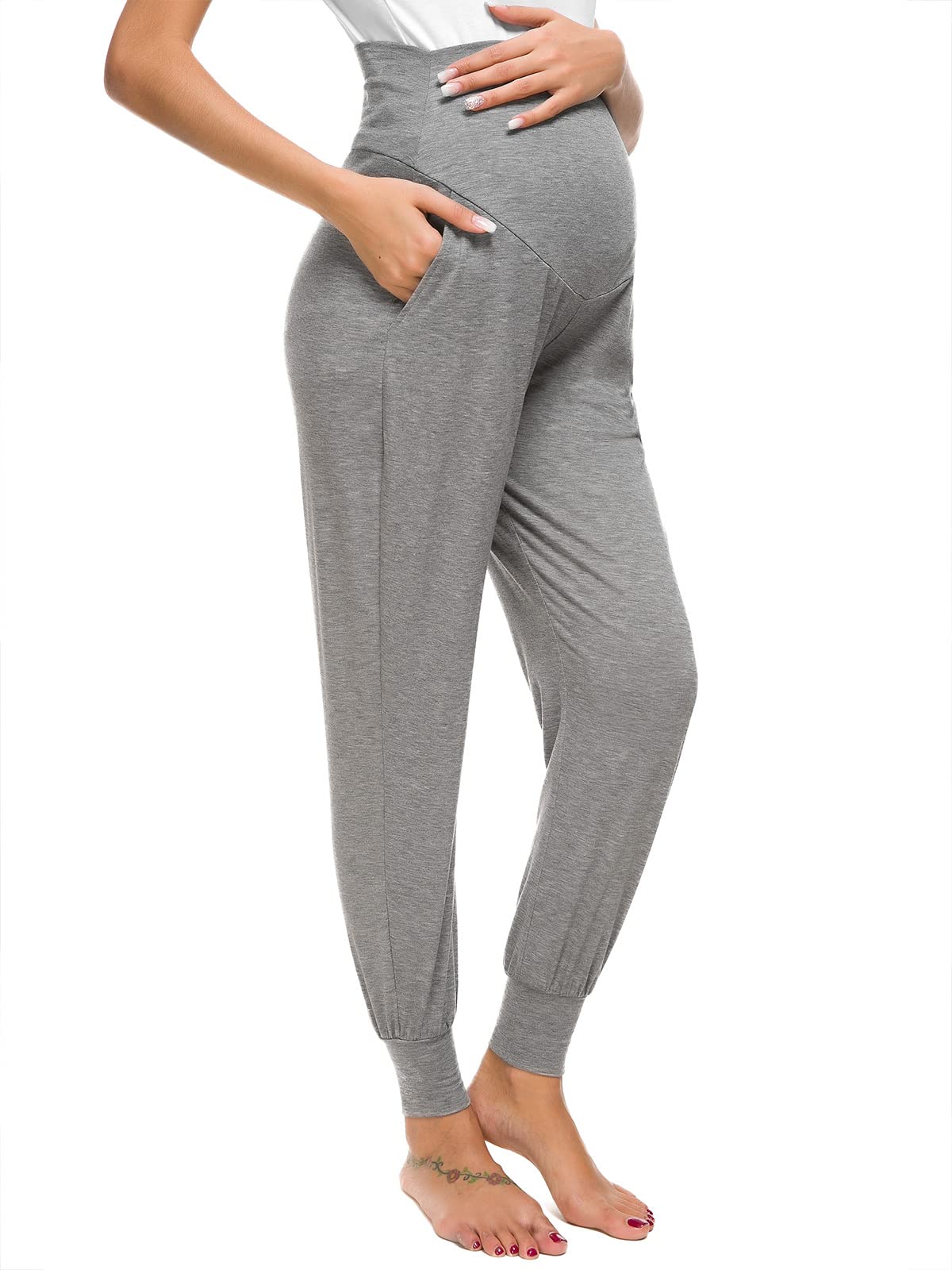 Liu & Qu Women's Maternity Stretchy Lounge Pants - Comfortable Casual Pants for Pregnancy - Perfect for Home, Office & Travel Wear