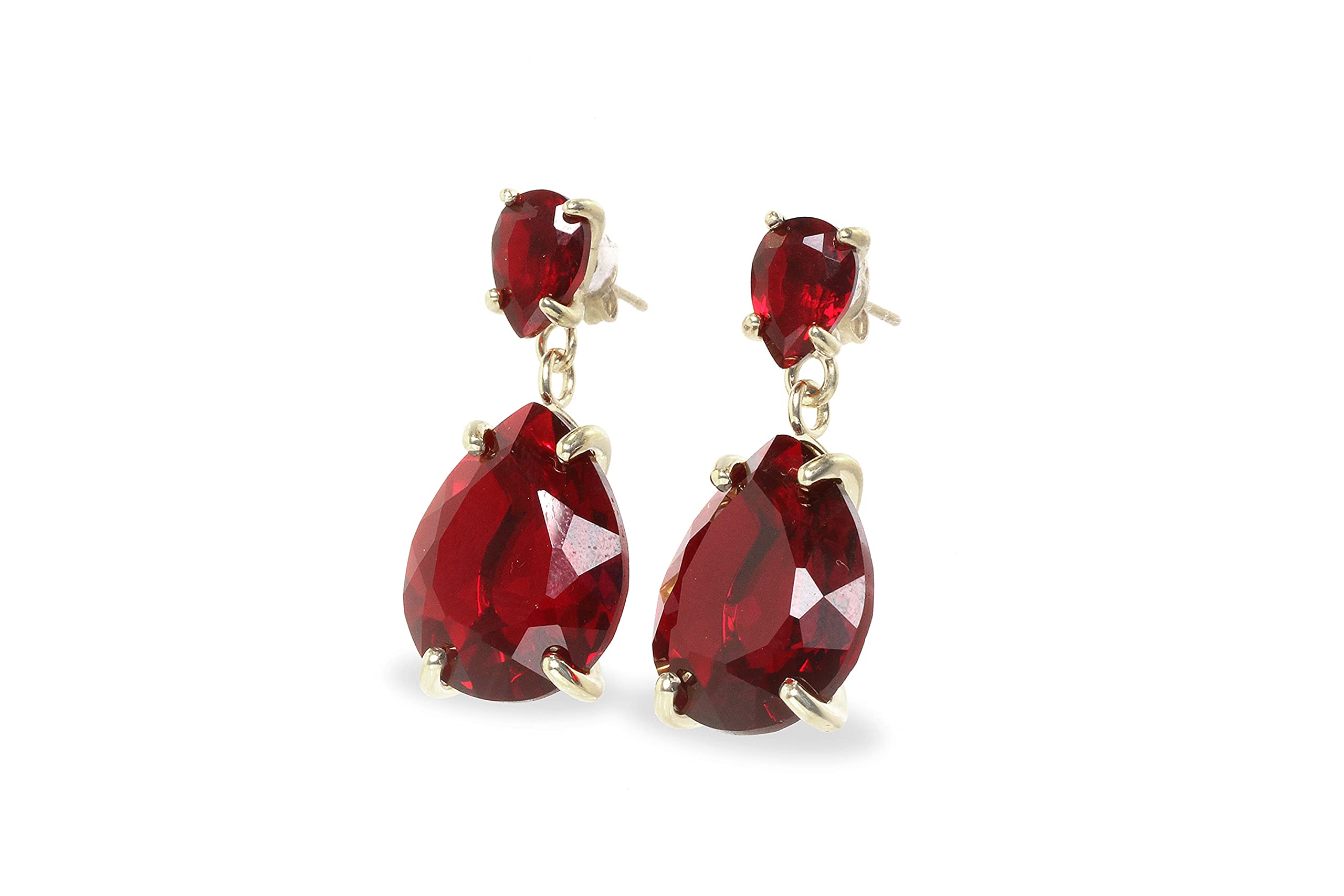 Anemone Vibrant Double Garnet Earrings - Handmade January Birthstone Jewelry for Women - Luxury Red Dangle Earrings - Perfect for Weddings, Anniversaries & Gifts - Elegant Evening Wear & Special Occasion Jewelry