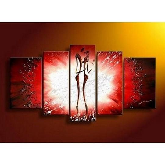 5 Panel Abstract Love Canvas Art - Modern Wall Decor for Living Room, Bedroom & Office - Romantic Couple Painting for Home & Gifts