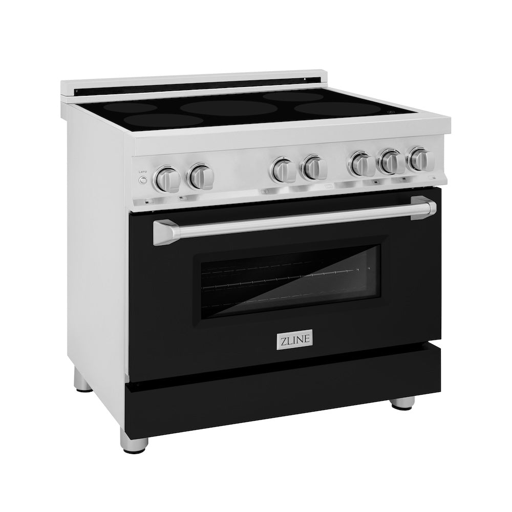 ZLINE 36 Inch Stainless Steel Induction Range with 5-Element Cooktop & Electric Oven - 4.6 cu ft Capacity, Black Matte Door (RAIND BLM 36) - Perfect for Modern Kitchens, Home Chefs & Gourmet Cooking