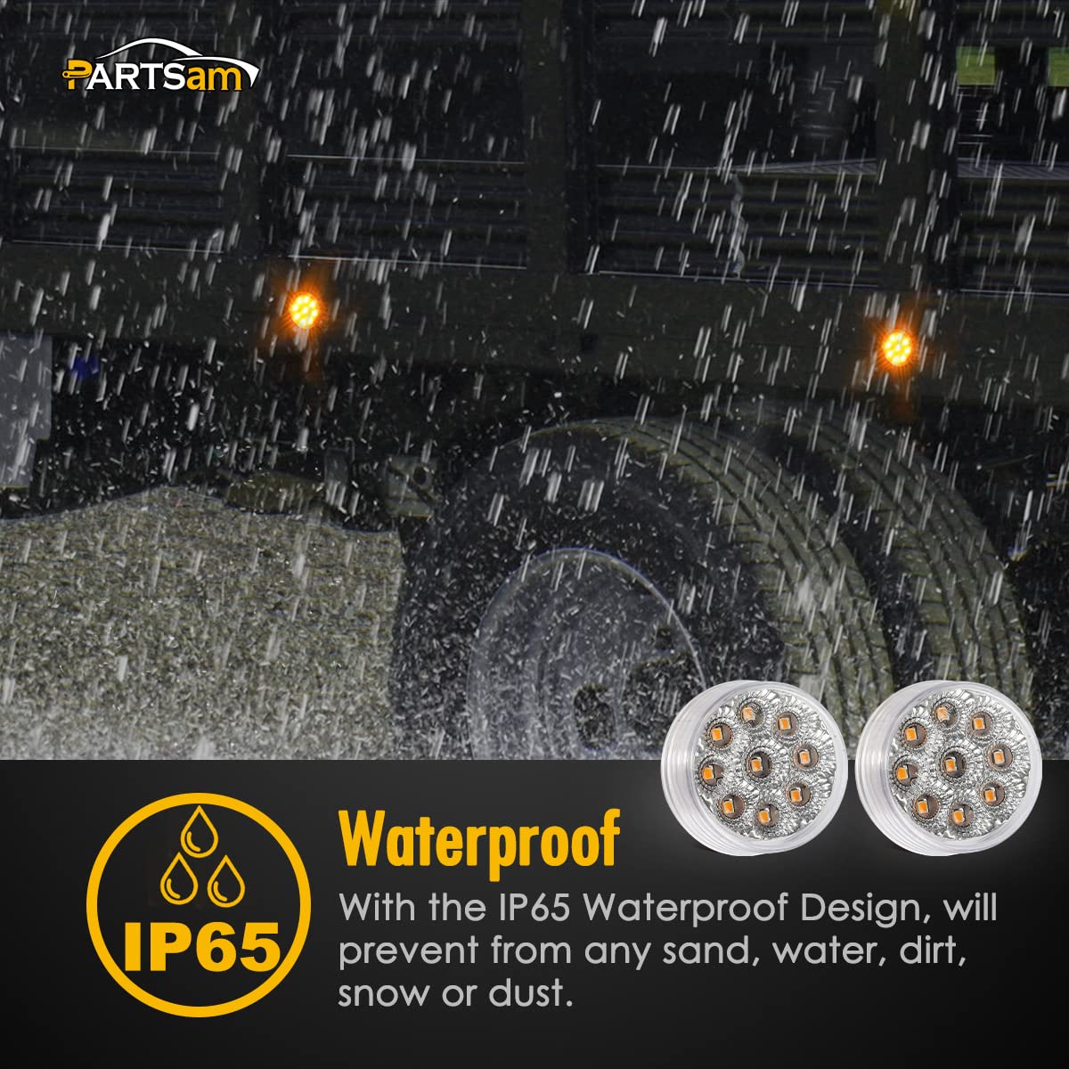 Partsam 20pcs 2 Inch Round Amber LED Side Marker Lights - DOT Approved Waterproof Turn Signal Clearance Lights with Reflector for Trailer, Truck, Tractor & RV - 12V Sealed Clear Lens for Safe Night Driving & Road Visibility