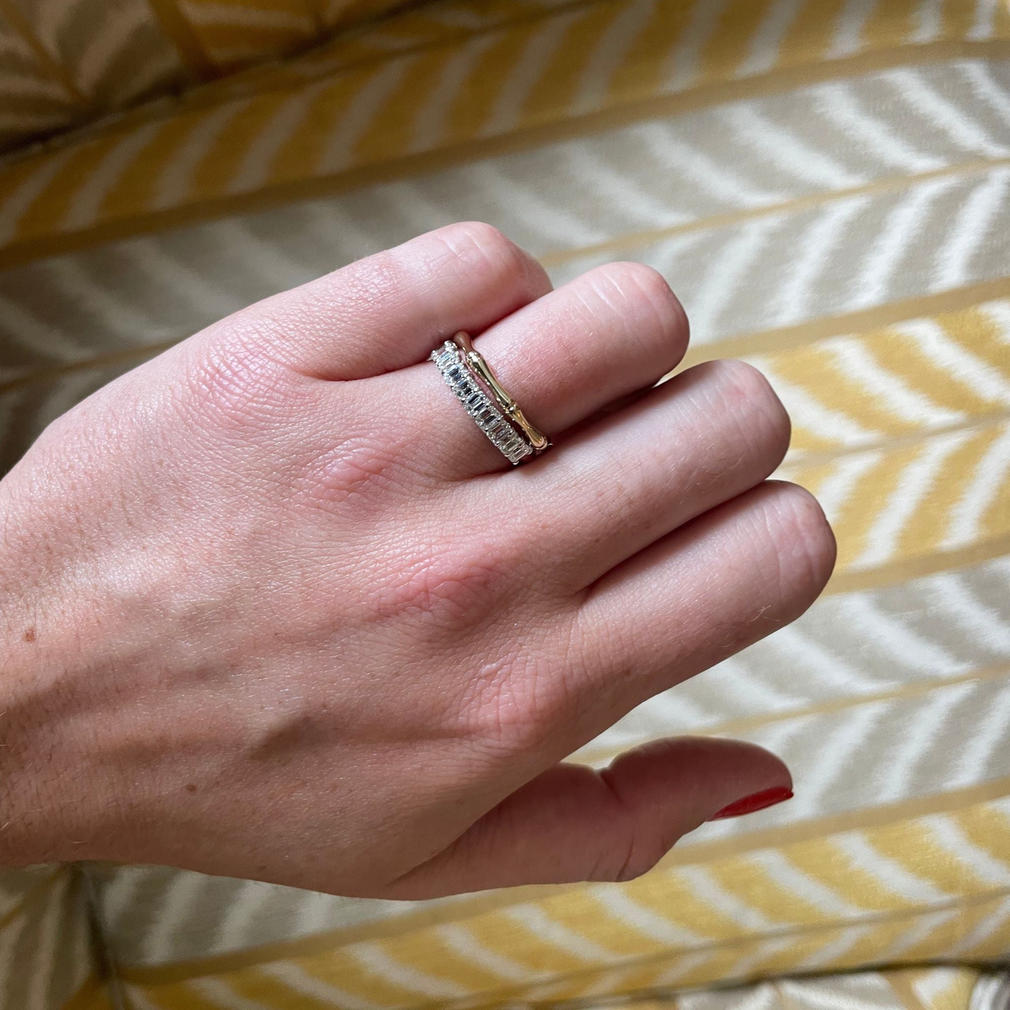 1ctw Emerald Cut Diamond Halfway 18K White Gold Wedding Band - Perfect for Engagement Rings, Anniversary Gifts & Bridal Jewelry