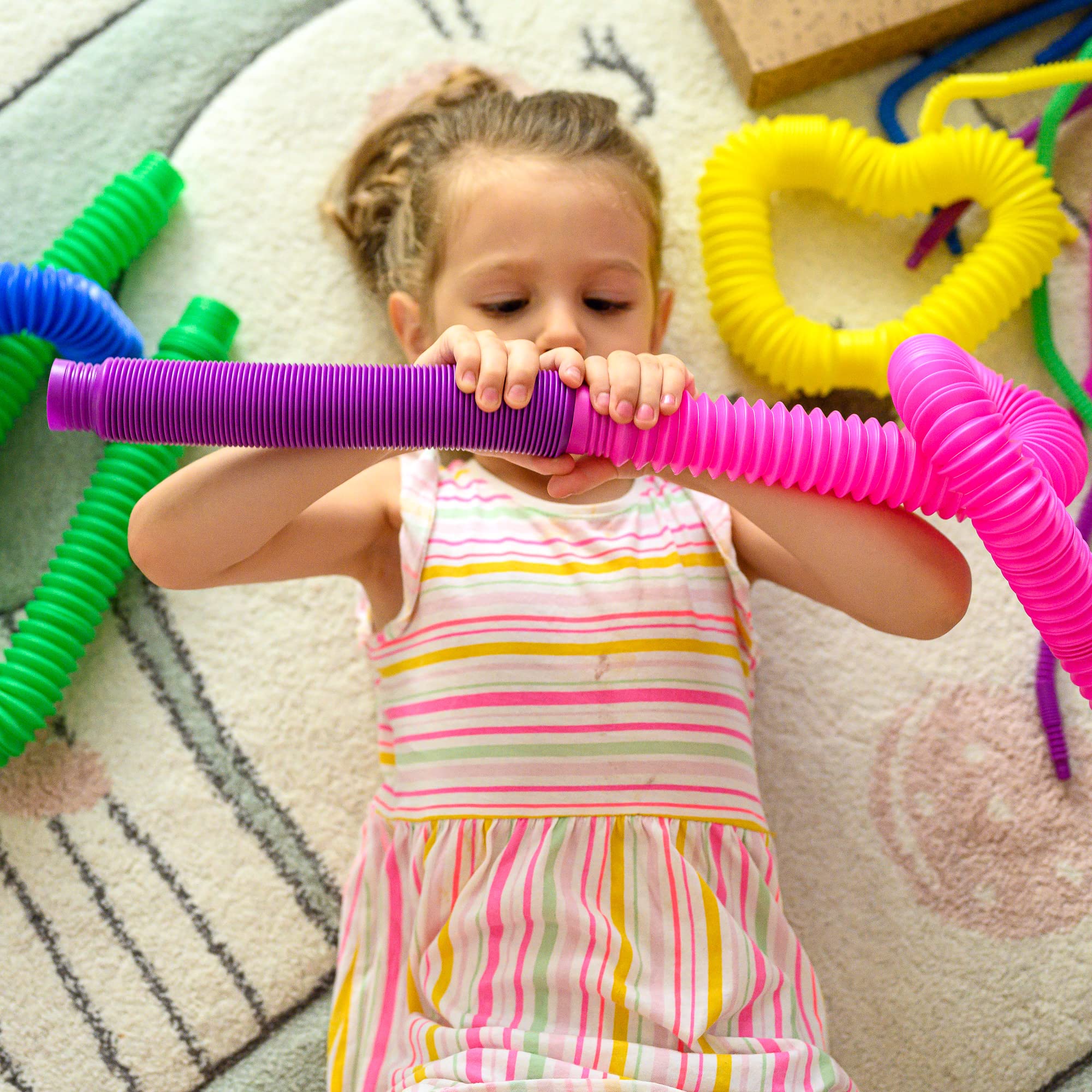 Jumbo Pop Tubes Sensory Toys for Kids - ADHD & Autism Fidget for Learning & Play