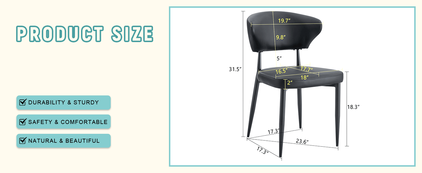 Black & White Minimalist Ergonomic Dining Chairs - Set of 4 with Curved Backrest for Comfort - Modern Home & Office Seating Solution - Perfect for Dining Rooms, Kitchens, and Small Spaces