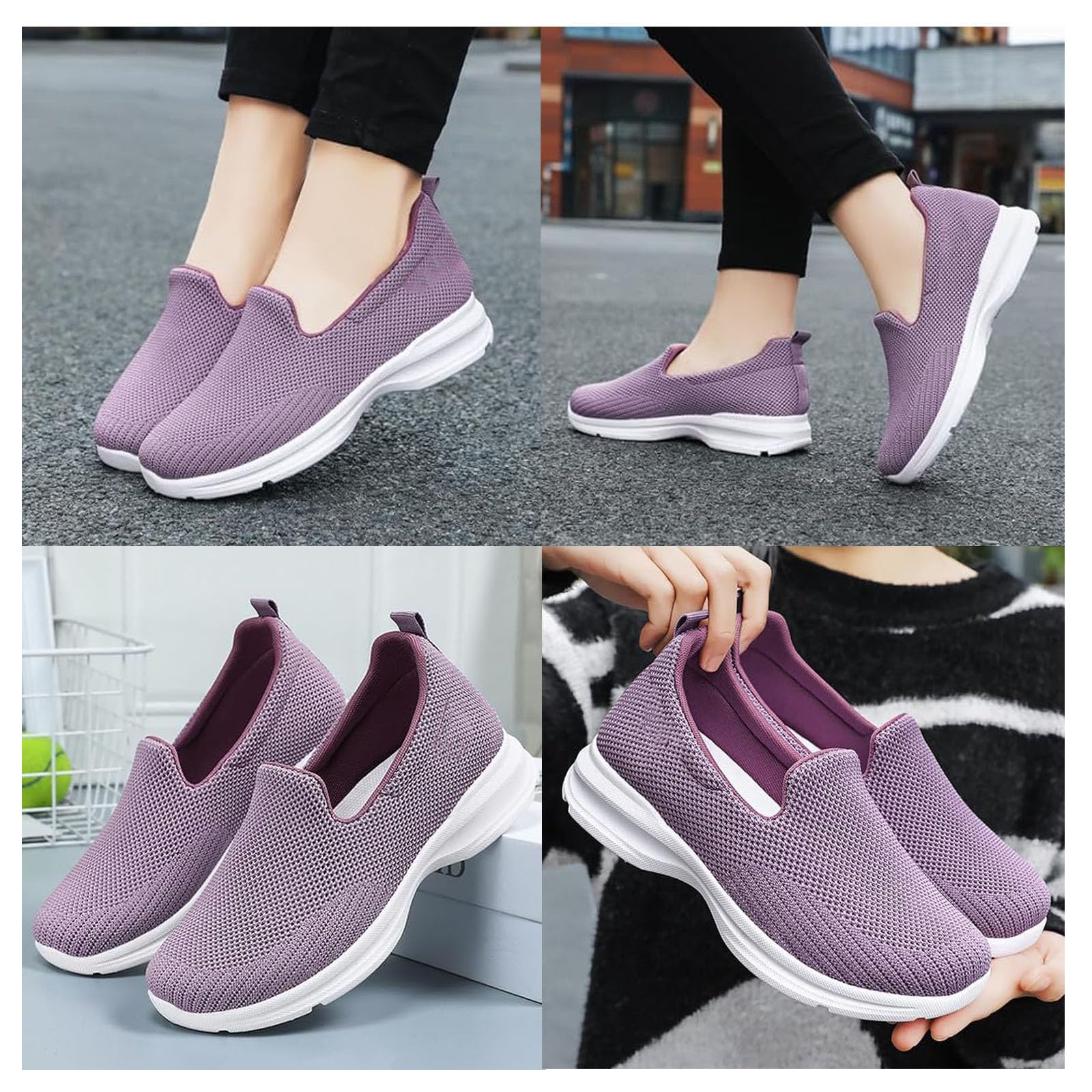 **Women's Orthopedic Sneakers with Arch Support - Slip-On Walking Shoes for Women - Non-Slip Low Top Work Shoes - Breathable Mesh Casual Sneakers for Work, Walking & Everyday Comfort**