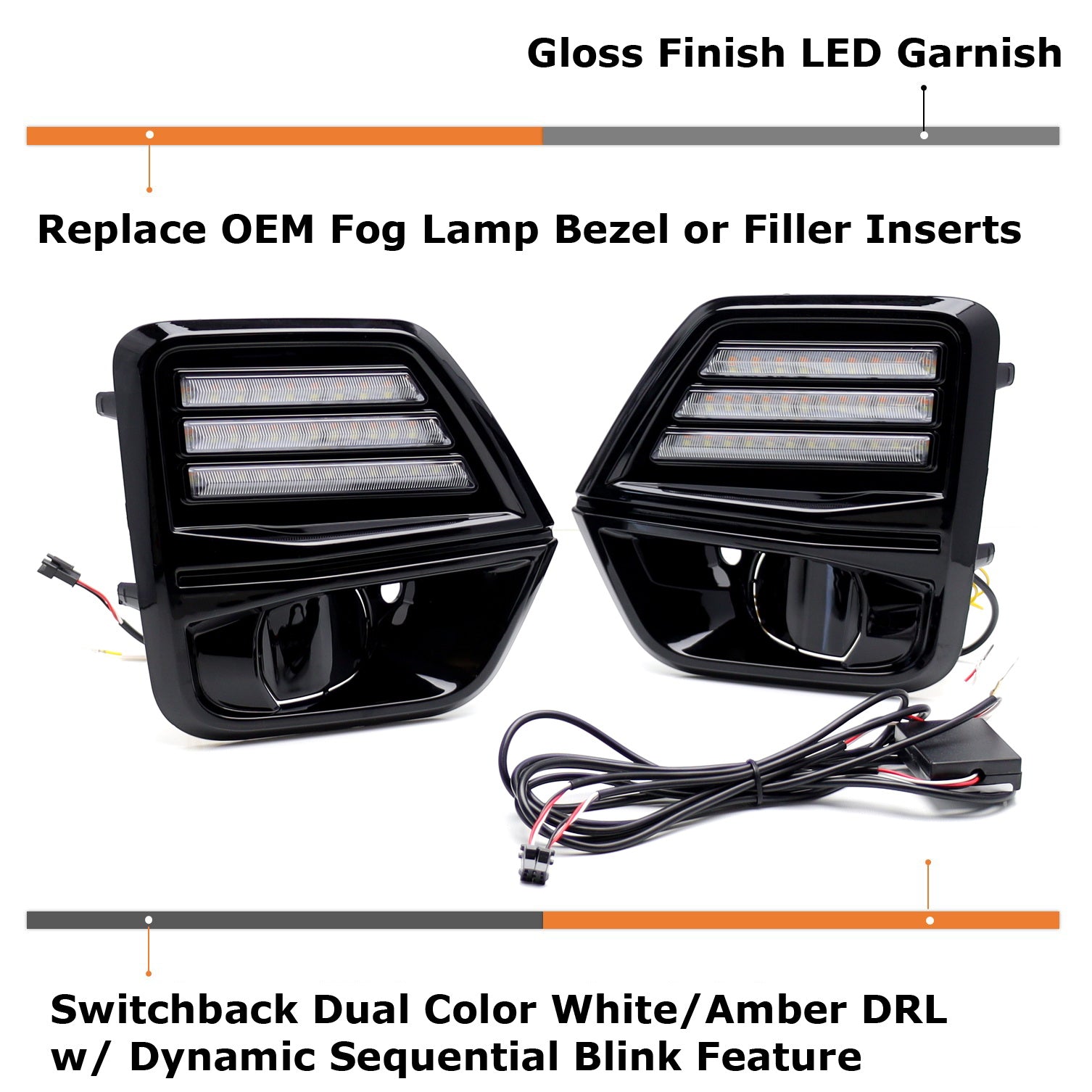2023+ Chevy Colorado Fog Bezel Replacement Kit - White/Amber Switchback DRL Lights | Durable LED Daytime Running Lights for Off-Road & Night Driving