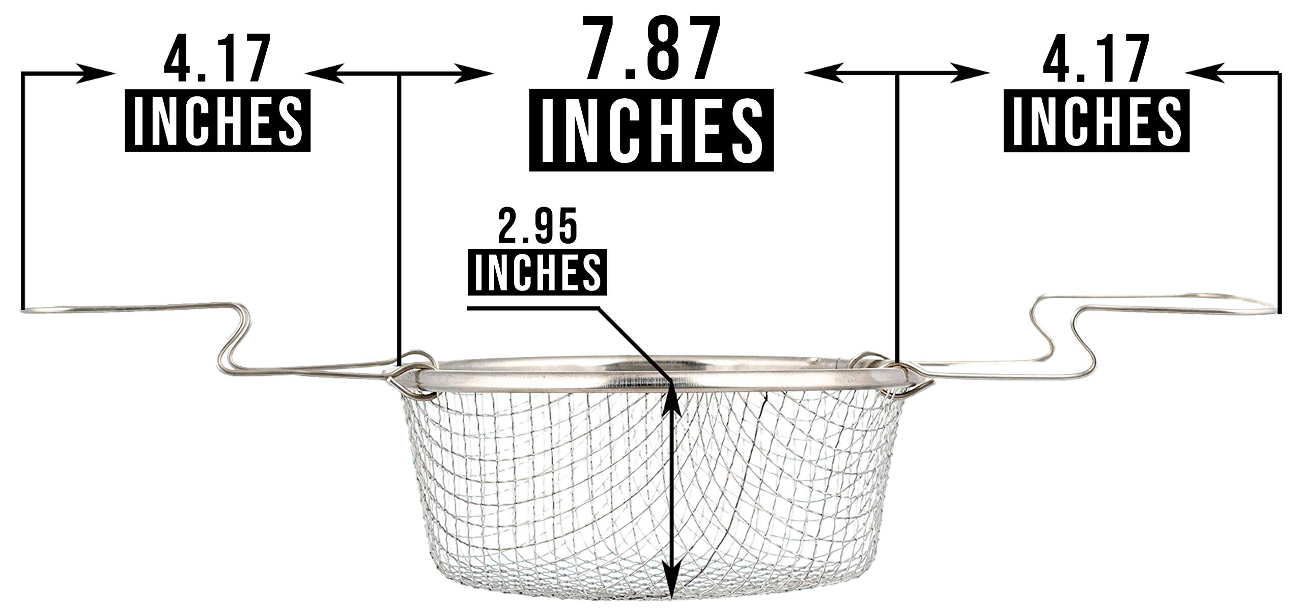 7.87 Inch Stainless Steel Fry Basket with Handle - Perfect for Deep Frying Chicken, Fish & Vegetables - Commercial & Home Kitchen Use
