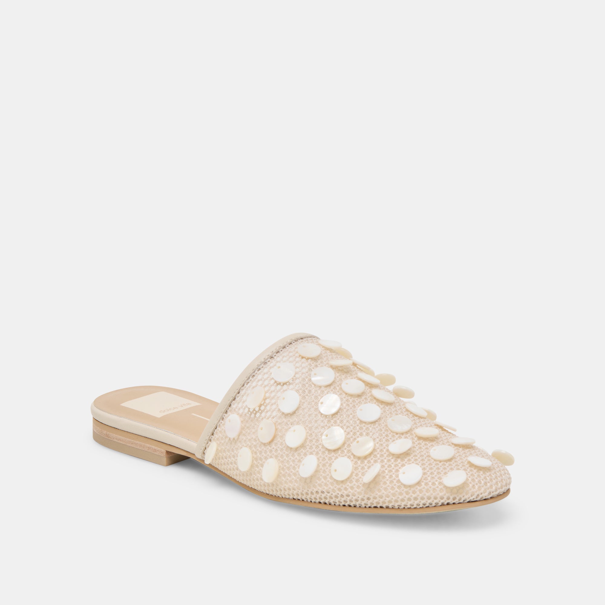 ROVA BEAD FLATS IVORY DISC MESH Women's Fashion Sandals - Comfortable & Stylish for Summer, Beach, and Casual Outings