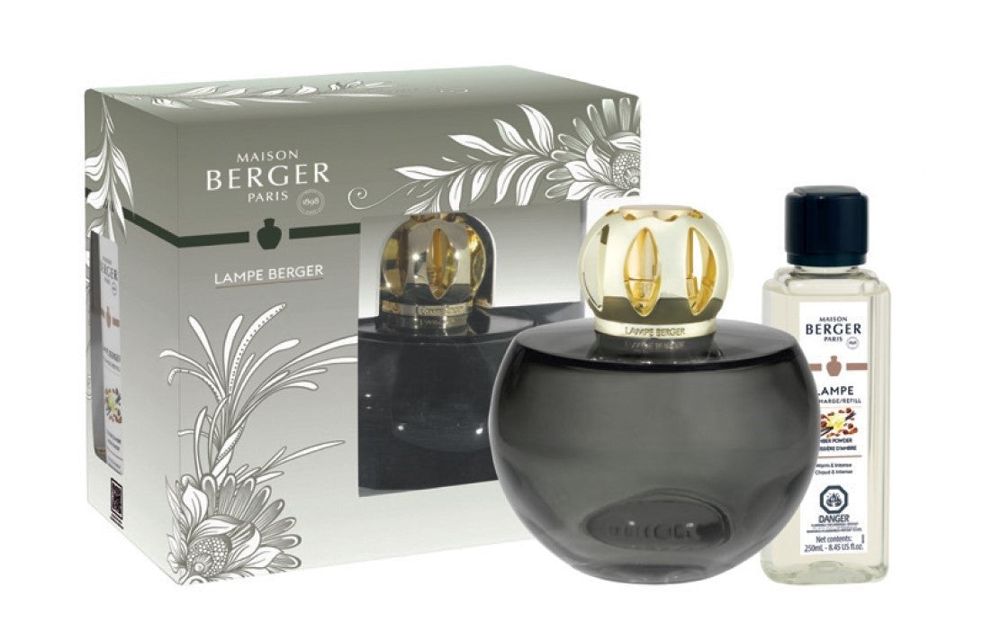 Maison Berger Holly Grey Moss Scented Lamp with 250ml Amber Powder Refill - Home Fragrance Diffuser for Living Room, Bedroom & Office Decor