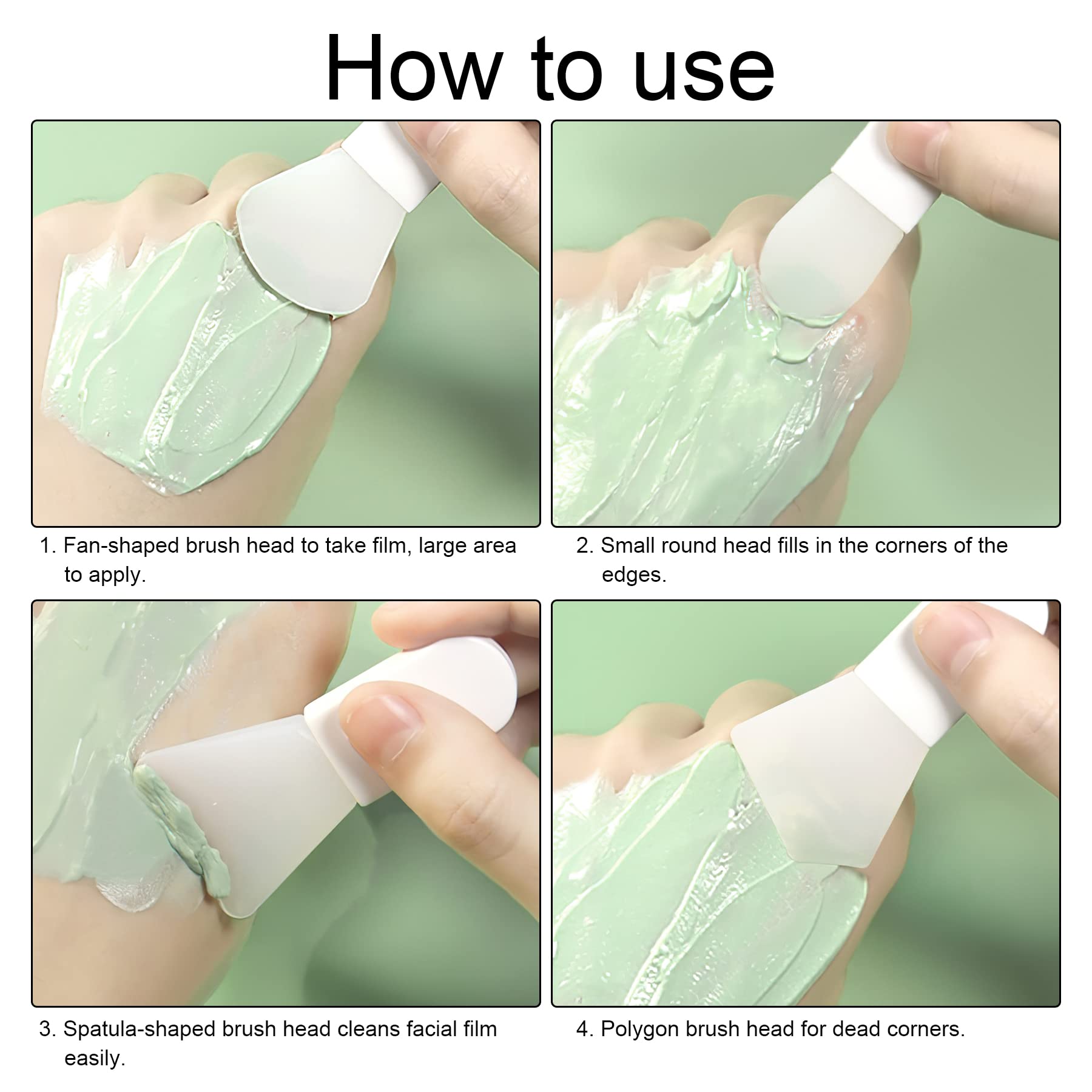 4PCS Silicone Face Mask Applicator Brushes - Soft Makeup Spatula for Cosmetic, Mud, Clay & Eye Masks | Portable Skincare Tool for Face & Body Lotion Application | Perfect for At-Home Spa & Professional Salon Use