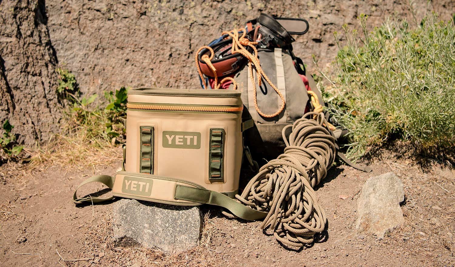 YETI Hopper Flip 12 Can Portable Cooler - Insulated Soft-Sided Cooler for Camping, Beach & Tailgating - Field Tan / Blaze Orange - Keeps Drinks Cold for Hours - Perfect for Outdoor Adventures, Picnics & Road Trips