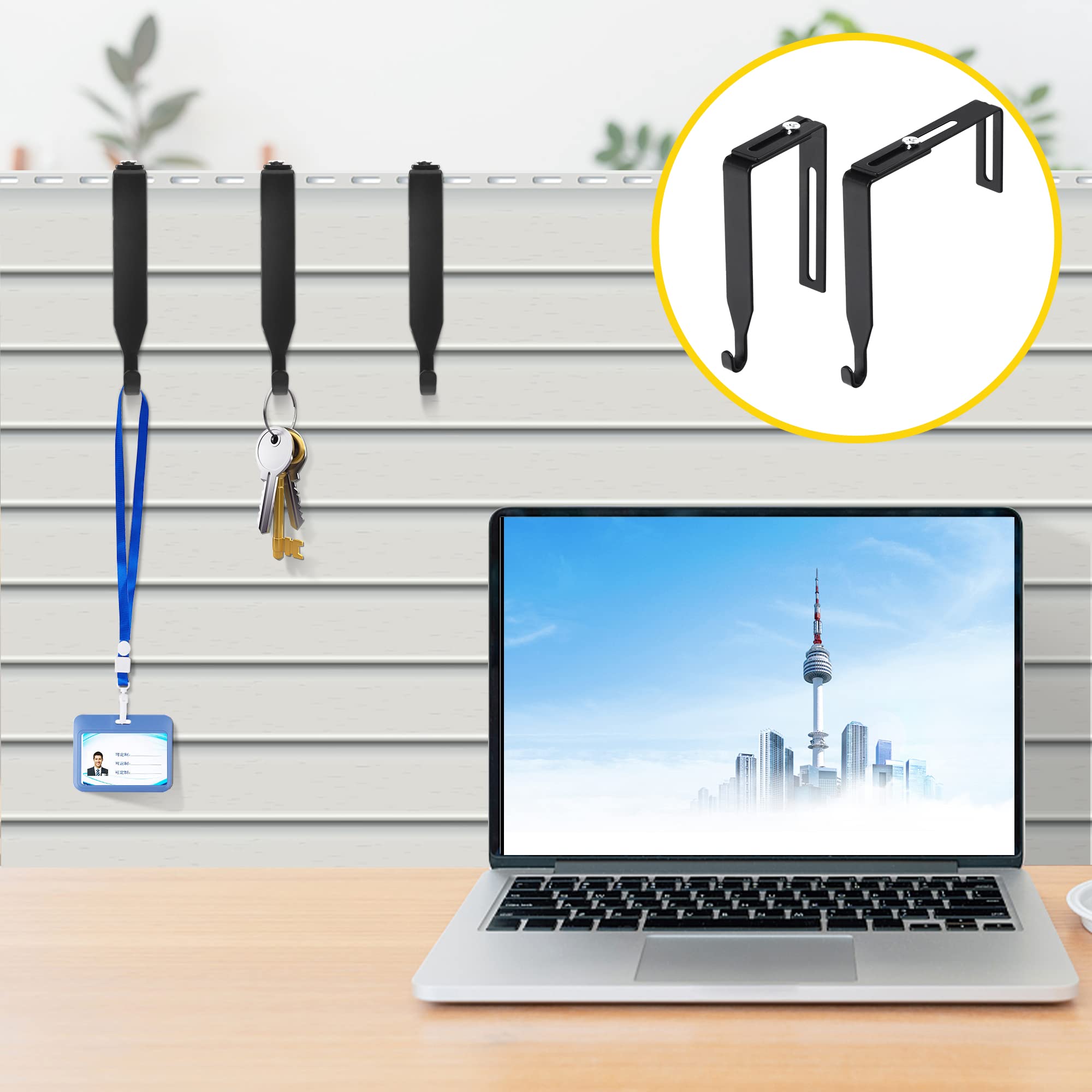 6-Pack Adjustable Cubicle Wall Hooks - Heavy Duty Metal Partition Hangers with Cross Screwdriver - Universal Office Organizer for 1.35