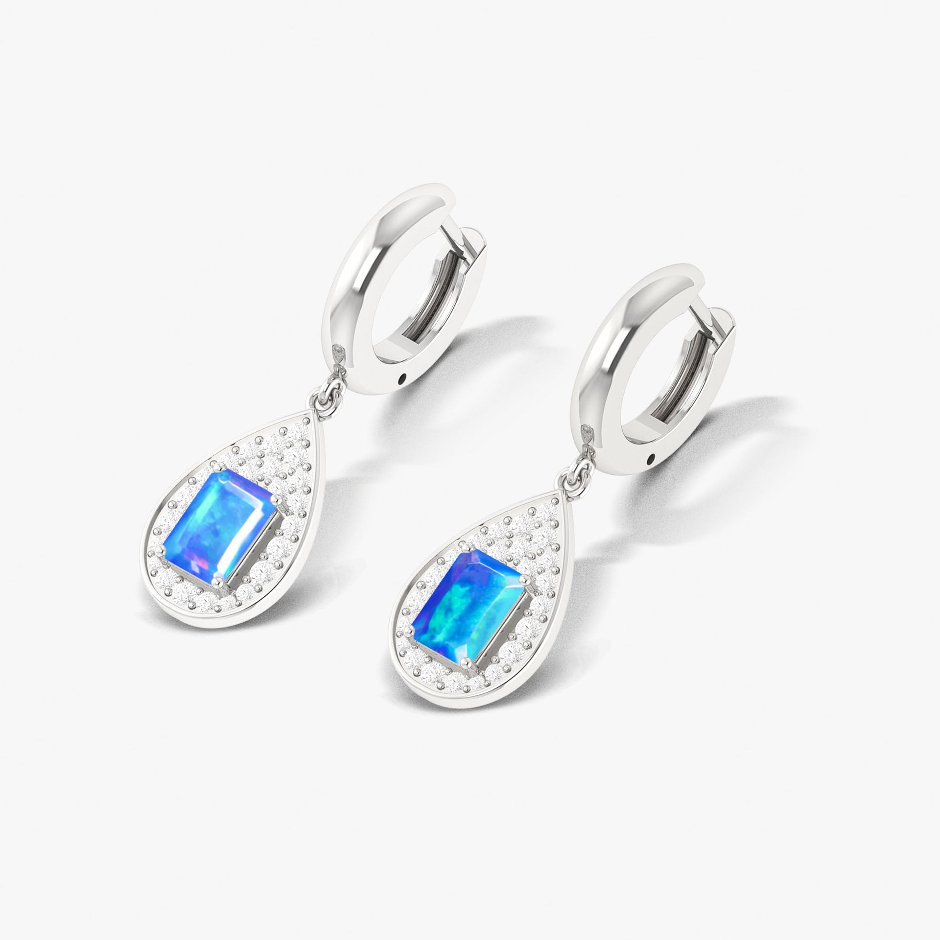 Natural Blue Opal Hoop Drop Earrings for Women - Handmade Boho Dangle Jewelry - Perfect for Weddings, Parties & Everyday Wear