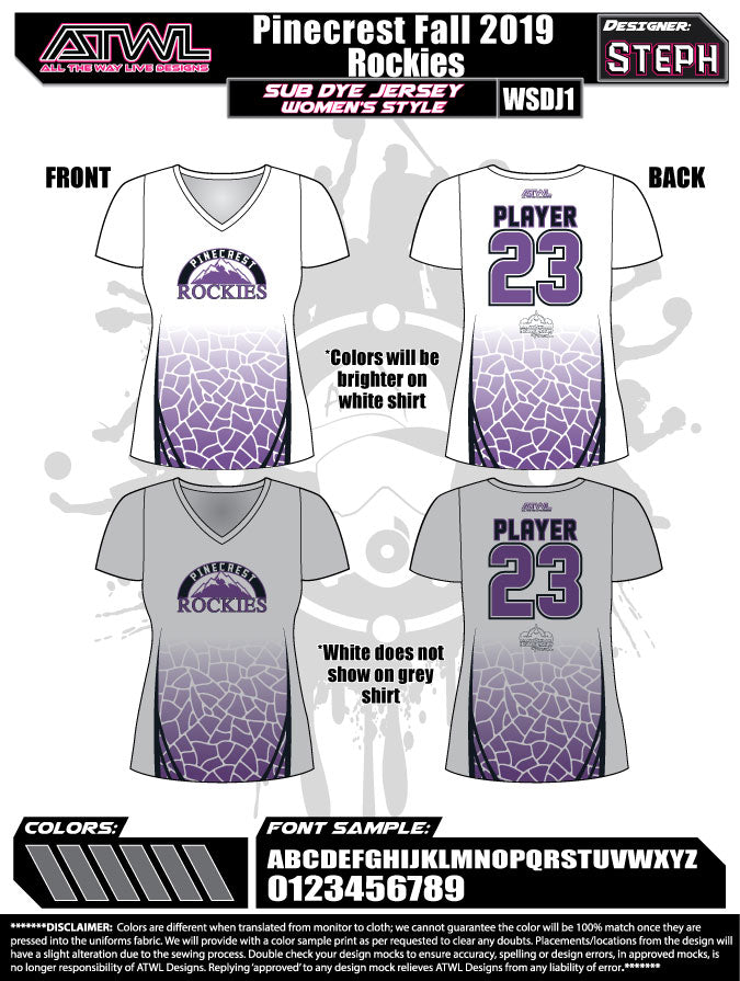 Pinecrest Fall League Women's Sublimated Dye Jersey - Breathable & Stylish Basketball Uniform for Games & Team Sports