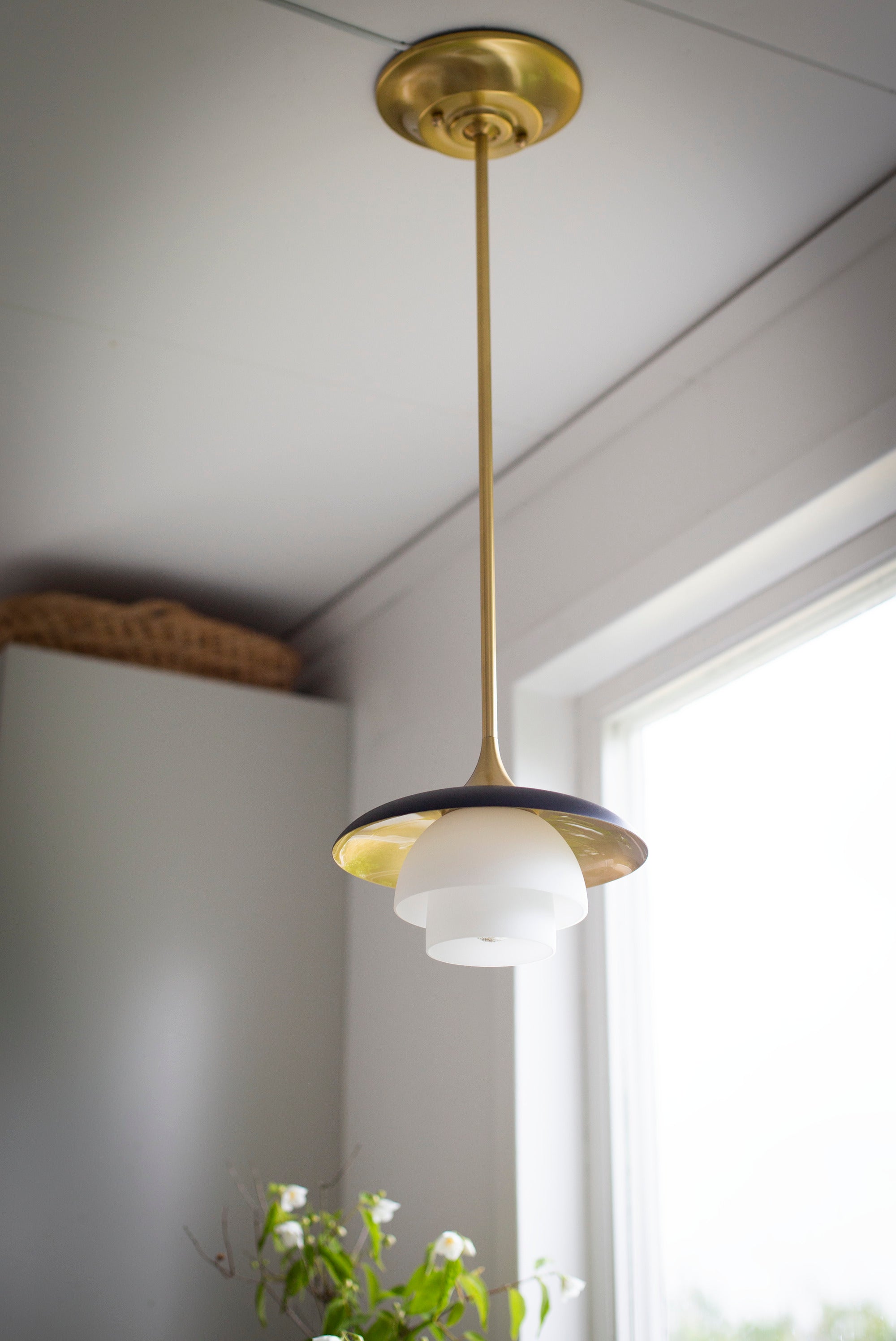 Barron 1Lt Aged Brass Pendant Light Fixture - Vintage Industrial Style for Dining Room, Kitchen Island or Entryway Lighting