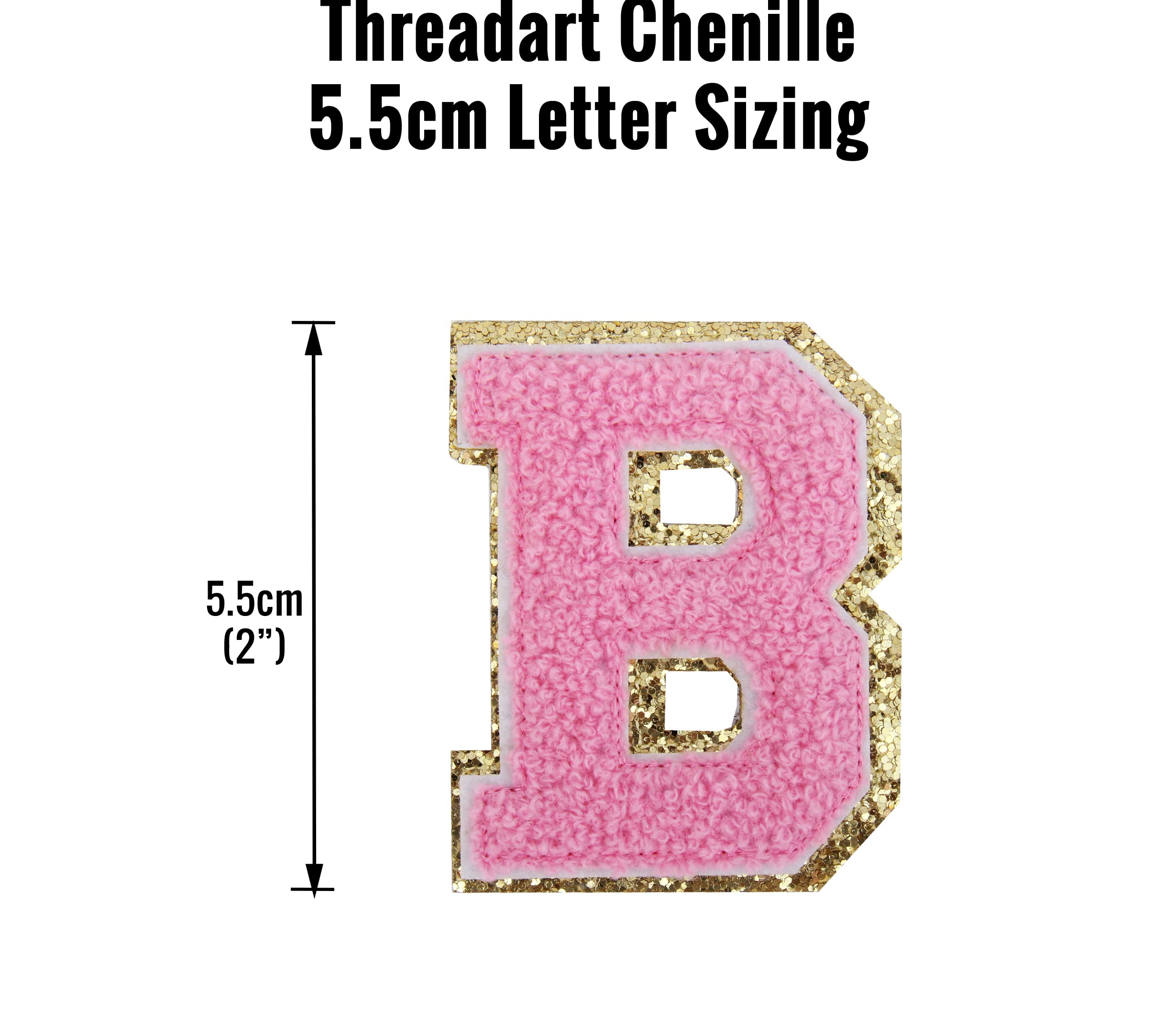 3 Pack Lavender Chenille Iron On Glitter Varsity Letter Patches - 5cm Tall 