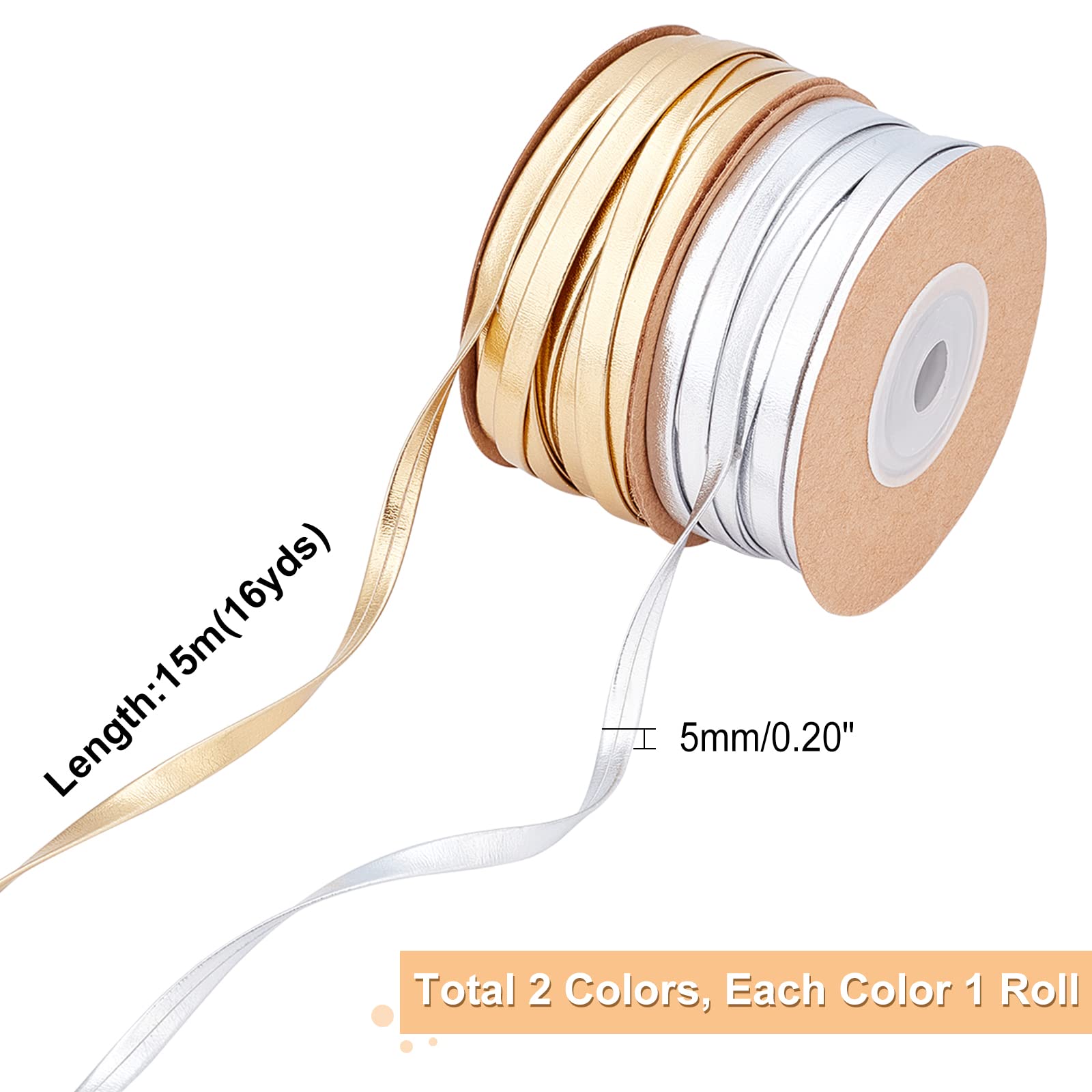 PH PandaHall Metallic Gold & Silver Piping Trim - 32.8 Yards 1/4