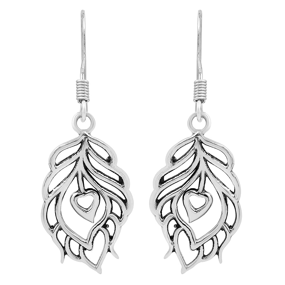 Sterling Silver Feather Dangle Earrings for Women - Elegant Handmade Jewelry Gift for Christmas, Birthday, Party & Special Occasions