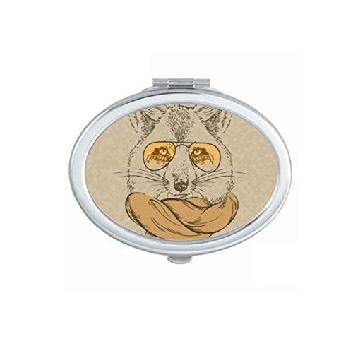 DIYthinker British Style Gentle Wolf & Scarf Animal Mirror - Portable Foldable Double-Sided Makeup Mirror for Travel, Home Vanity & Handbag