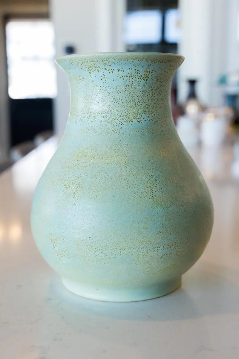 Large Decorative Stoneware Pumice Look Pot - Creamy Greens & Creams (Imperfect Seconds) | Perfect for Home Decor, Garden Accents & Rustic Interior Design