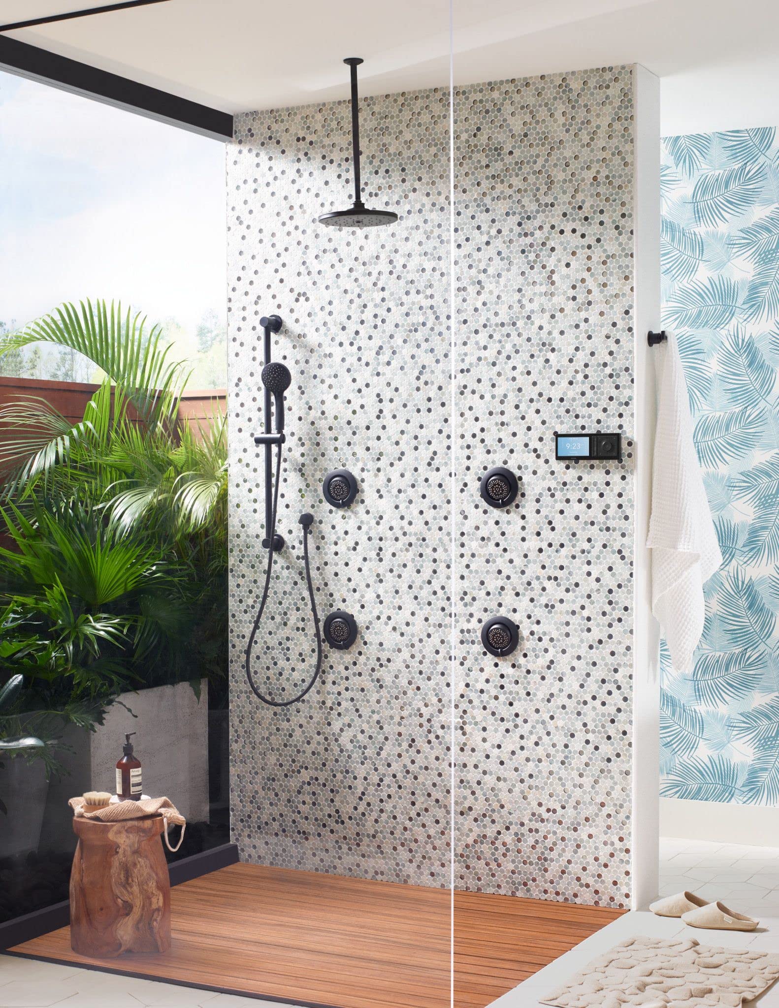 Moen Mosaic Matte Black Round Two-Function Shower Body Spray with Valve - TS1422BL - Perfect for Modern Bathroom and Spa Renovations