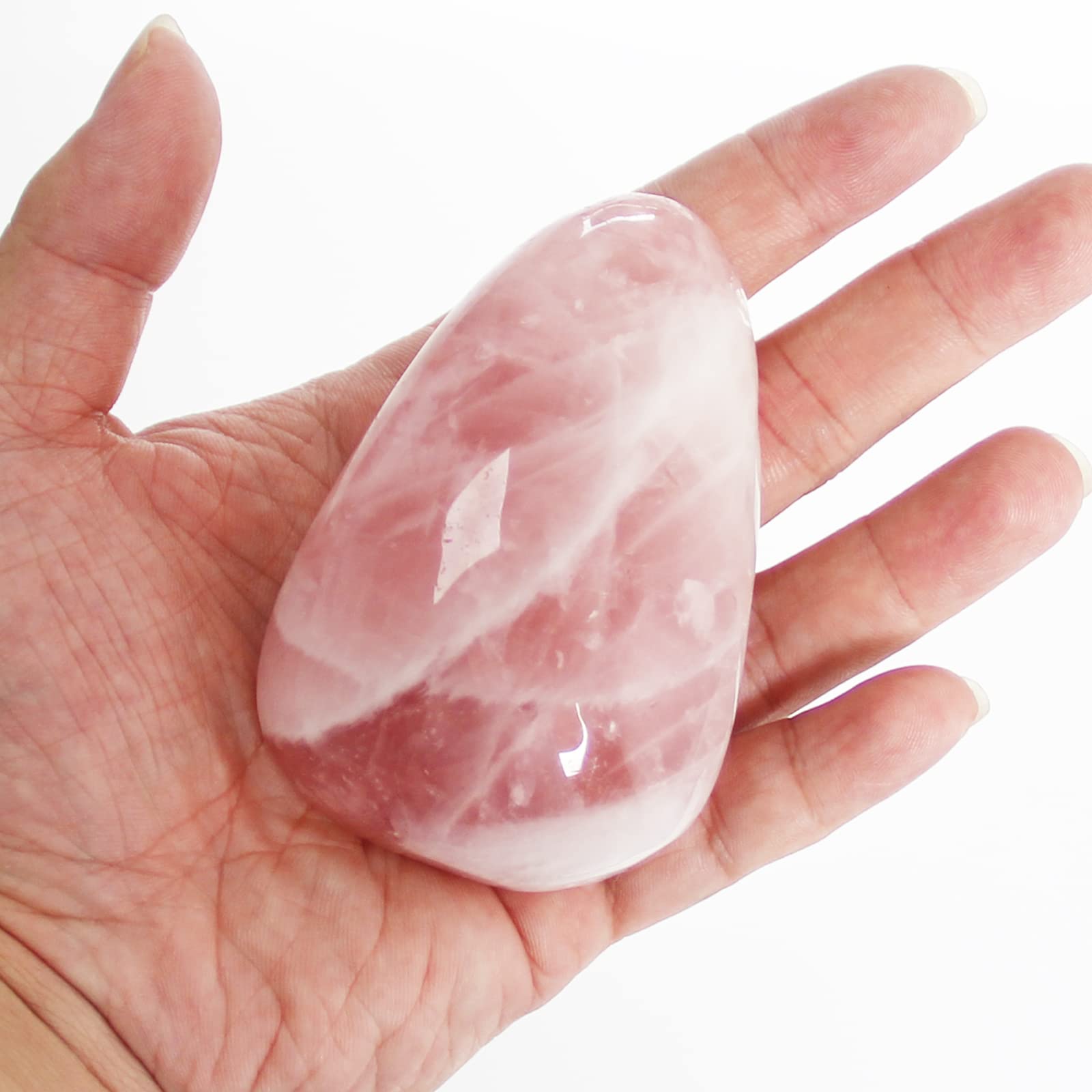 Orientrea Large Rose Quartz Palm Stone - 1 Piece Smooth Healing Crystal Worry Stone for Stress Relief & Positive Energy | Perfect for Meditation, Reiki, and Emotional Healing