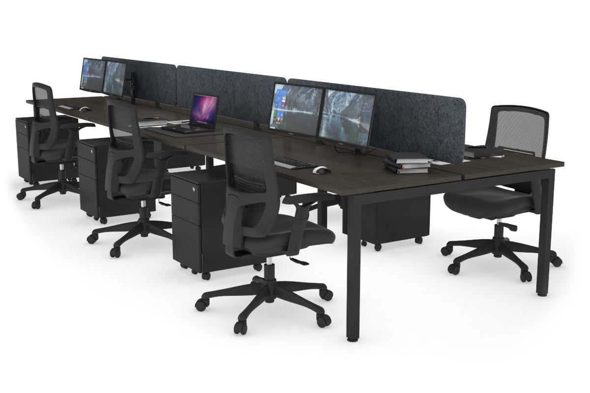 Quadro Square Legs 6-Person Office Workstation Desk [1600L x 700W] - Perfect for Team Collaboration & Open Office Spaces