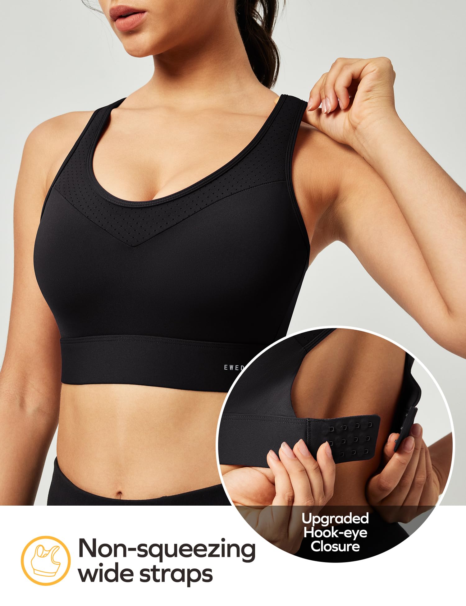 High Impact Sports Bras for Women - Maximum Support Push Up Workout Bra for Large Bust - Racerback Design for Running, Gym & High-Intensity Training