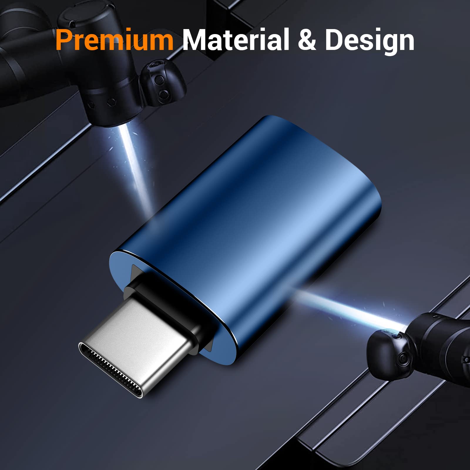 USB C to USB 3.0 Adapter, USB Male to USB C Female OTG Converter Compatible with iPhone 16/15/14/13 Pro Max, Samsung Galaxy S24 Ultra, Apple Watch, AirPods - Fast Data Transfer & Charging - Perfect for Travel, Office & Home Use (Blue)