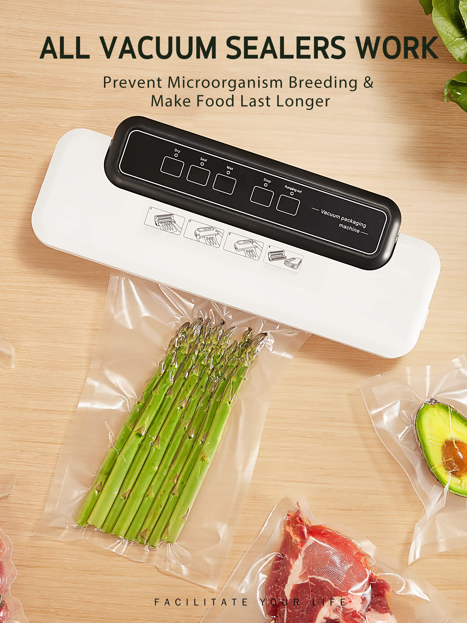 Syntus 100 Count Vacuum Sealer Bags 6x10 Inches - BPA Free Heavy Duty Precut Food Storage Bags for Sous Vide, Meal Prep, Freezer & Long-Term Preservation | Ideal for Home Kitchens, Restaurants & Commercial Use
