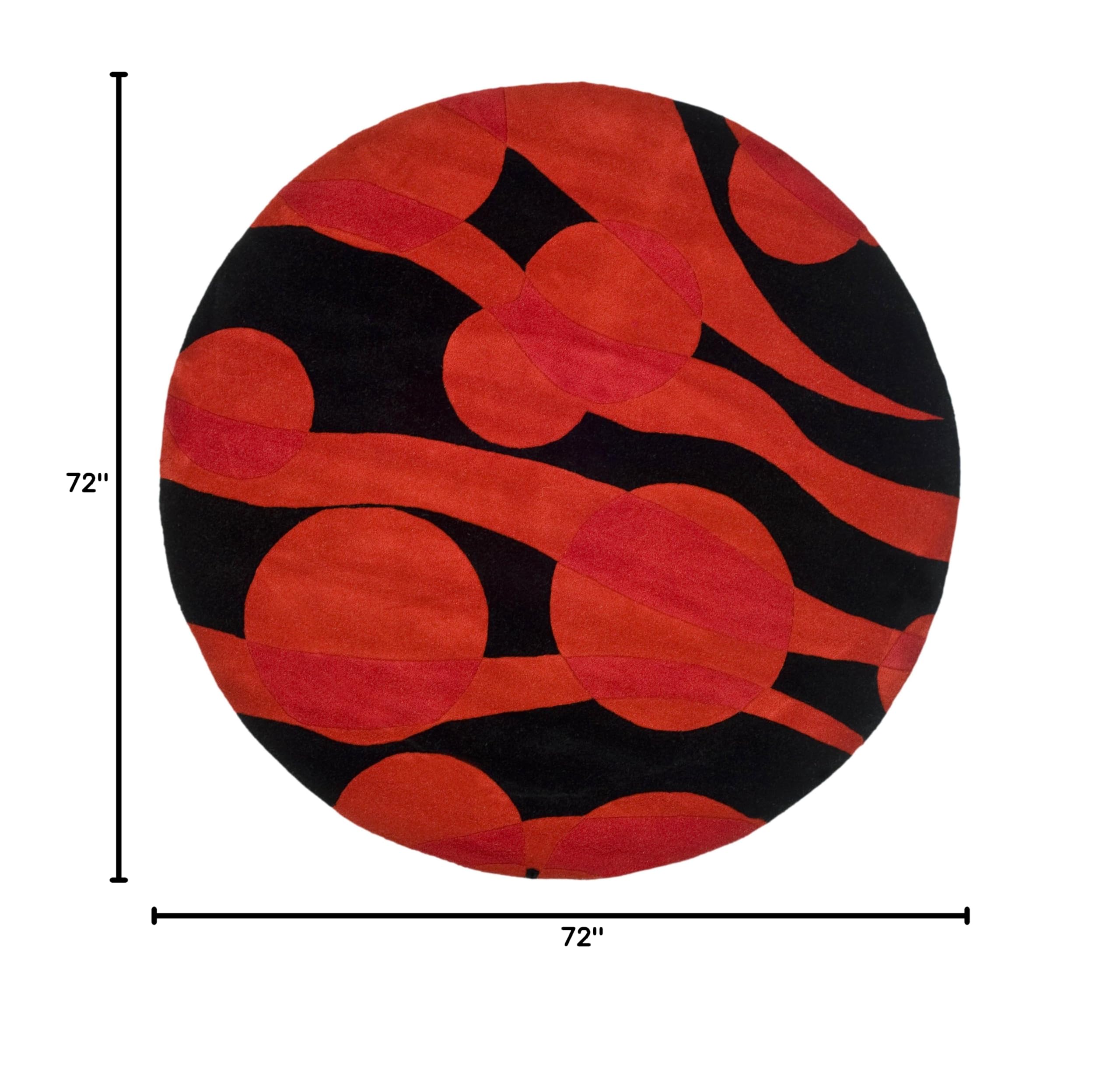 SAFAVIEH Soho Collection 6-Foot Round Black & Red Handmade Wool Area Rug - Perfect for Living Room, Bedroom or Office Decor