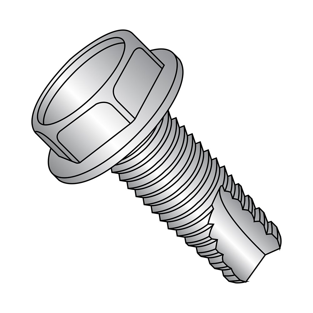 #10-24 Stainless Steel Thread Cutting Screw - Hex Washer Head, 3/8