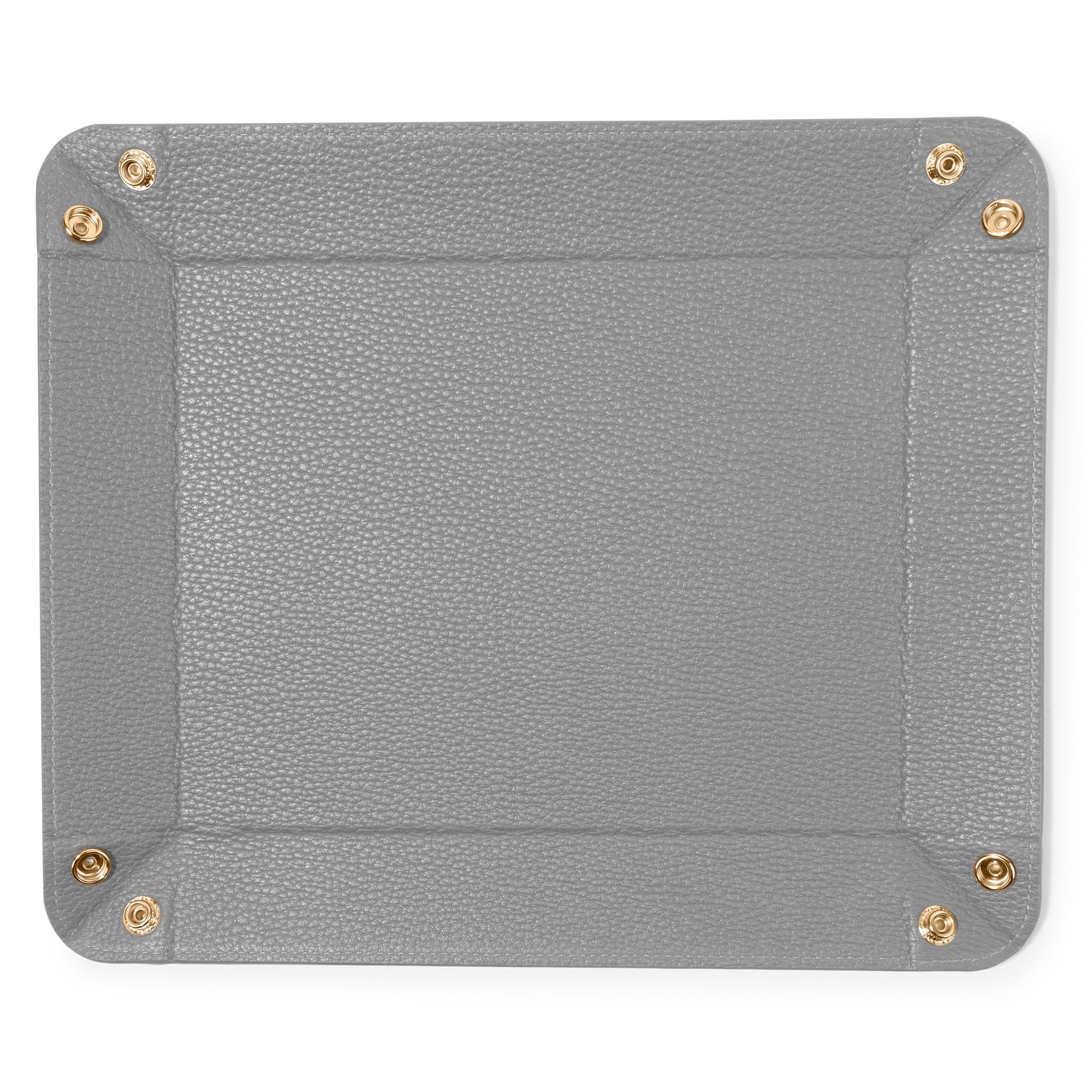 Premium Rectangle Valet Tray - Smoke Gray Leather Desk Organizer for Keys, Wallets & Essentials | Stylish Home & Office Decor for Men's Nightstand, Dresser & Entryway
