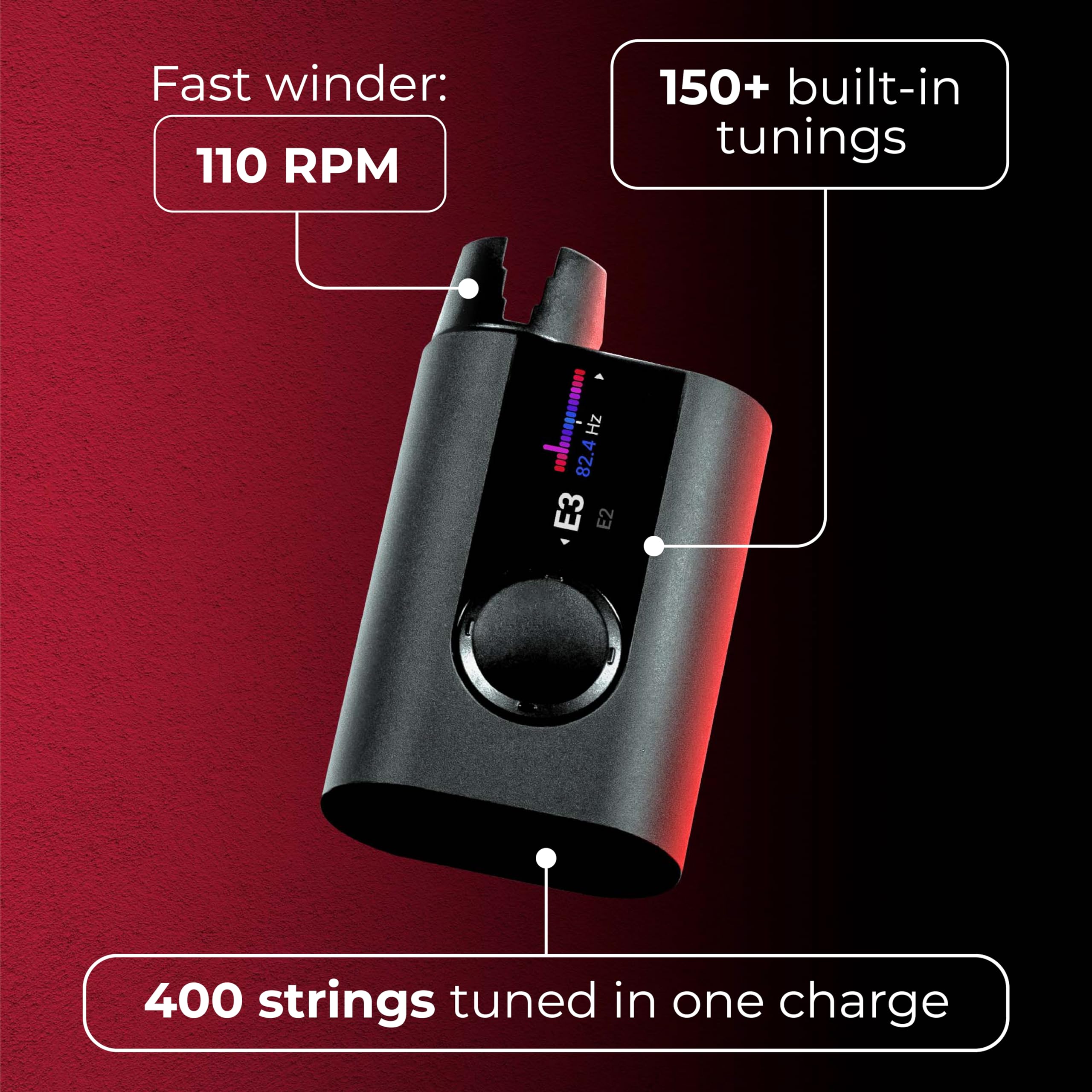Roadie 3 Smart Automatic Guitar Tuner with Metronome & String Winder - Compatible with Electric, Acoustic, 12-String Guitars, Ukulele, Banjo, Mandolin - 150+ Alternate Tunings - Perfect for Live Performances, Studio Recording & Practice Sessions