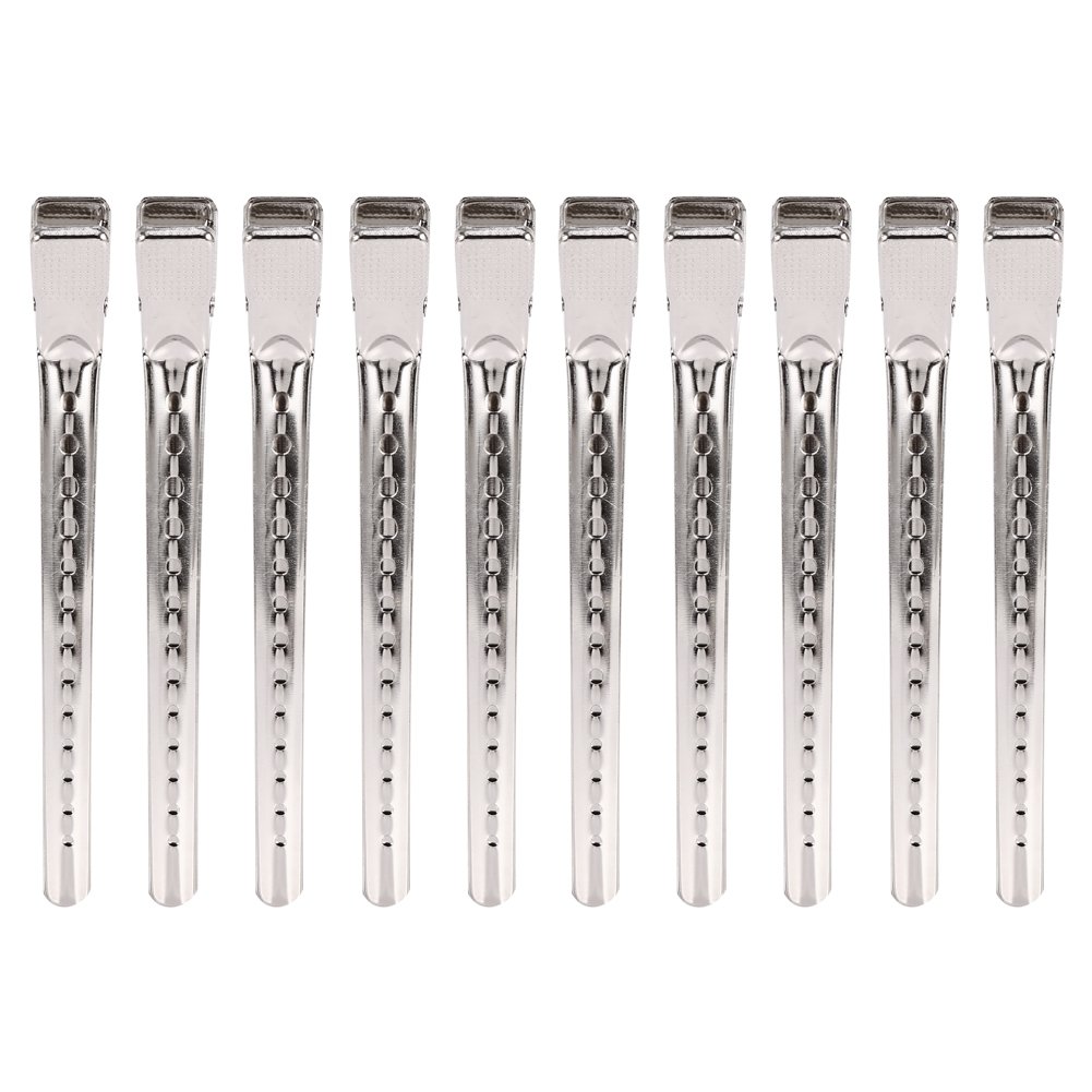 10Pcs Alligator Curl Clips - Metal Hair Styling Clips with Single Prong for Hair Coloring, Perming & Styling - Silver Hair Accessories (Perfect for Salon, Home Use & DIY Hairstyles)