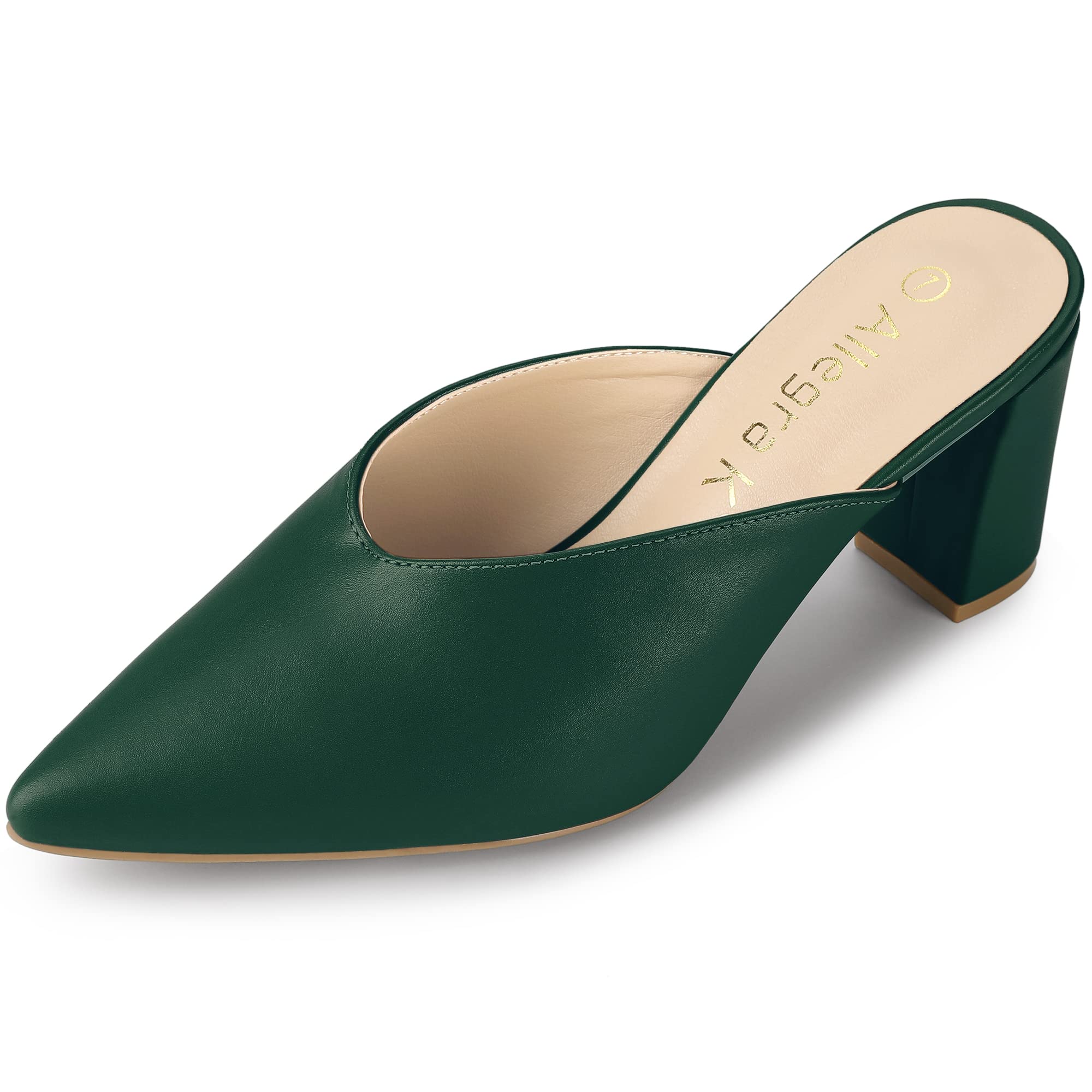 Allegra K Women's Chunky Heel Mules - Pointed Toe Slide Sandals for Casual Outings & Office Wear