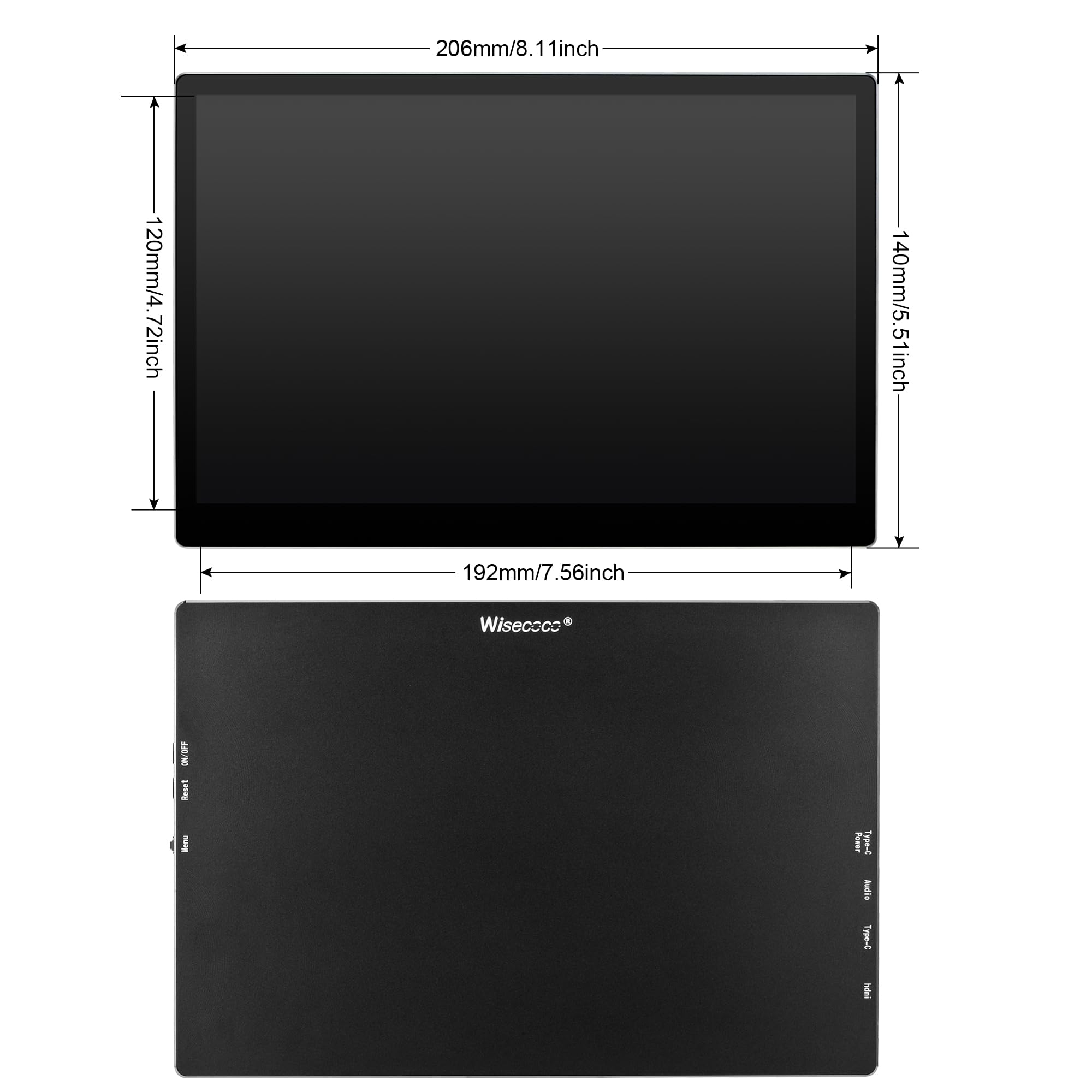 9-inch Portable Monitor 2K 2560x1600 IPS Touchscreen with 73% NTSC - USB-C & HDMI External Display for MacBook, PC, Laptop, Phone, Xbox, PS5 - Perfect for Gaming, Work & Travel