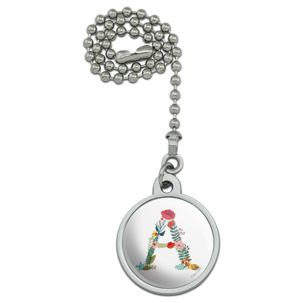 Floral Letter A Ceiling Fan Pull Chain - Decorative Light Switch Pull for Bedroom, Living Room, and Nursery Decor