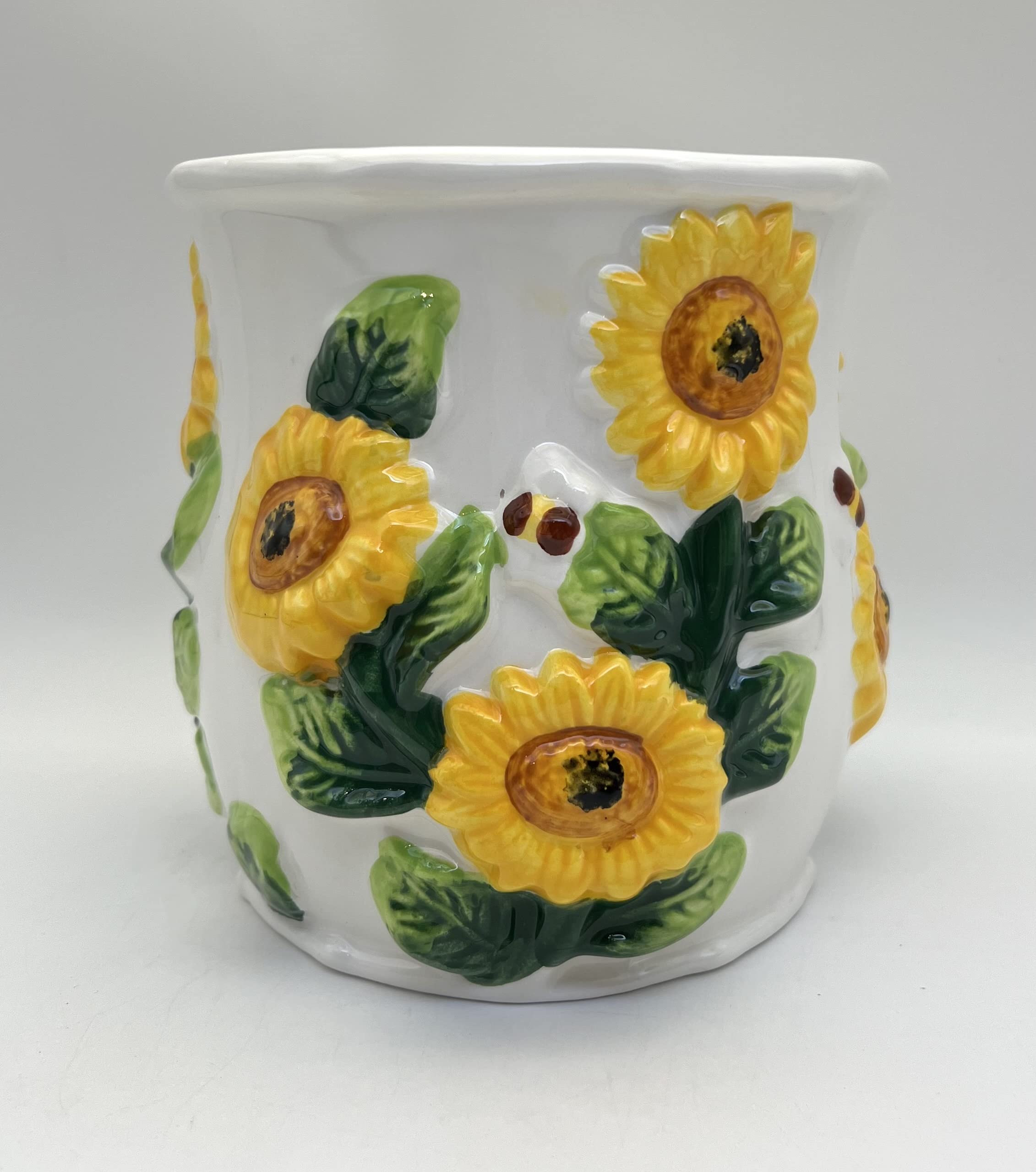 3D Sunflower Utensil Holder - Modern Kitchen Storage & Decor for Countertops