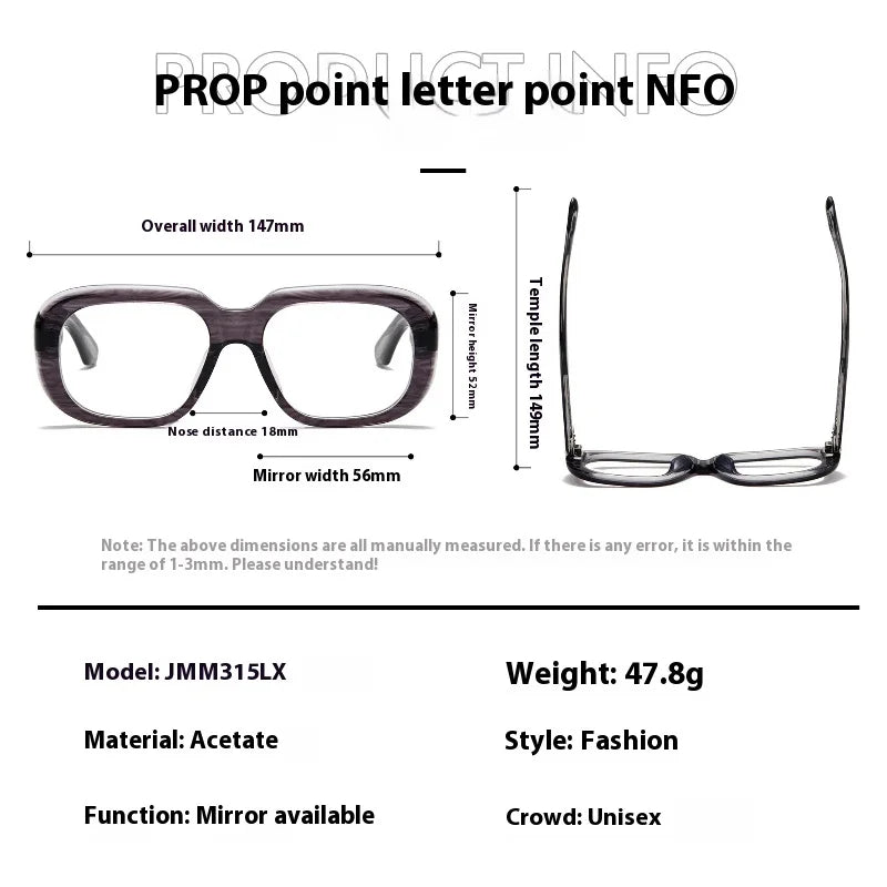 Aror Unisex Full Rim Square Thick Acetate Eyeglasses 842315 - Stylish & Durable Frames for Men & Women - Perfect for Work, Reading & Fashion Accessories
