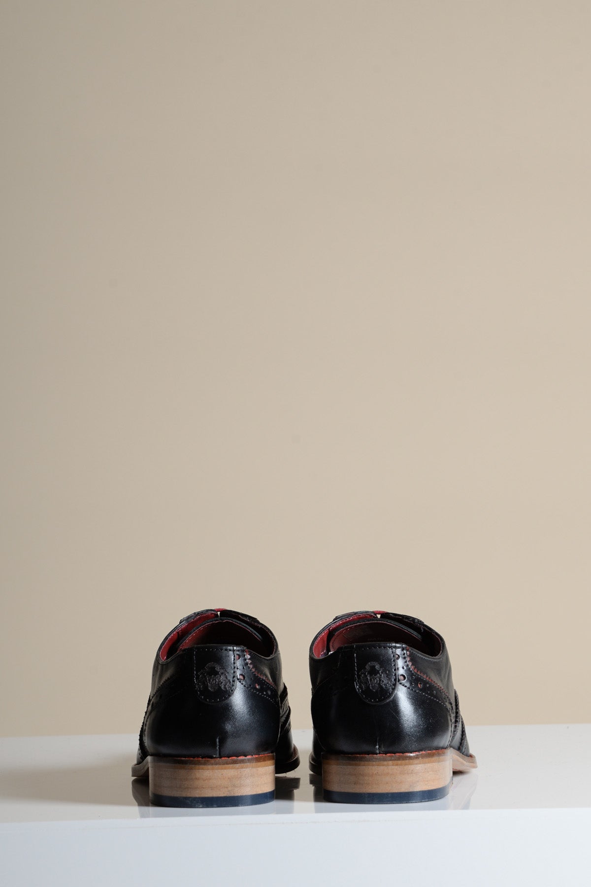 MARCO Black Bordeaux Leather Wingtip Oxford Shoes for Men - Classic Dress Shoes for Business, Formal & Wedding Occasions