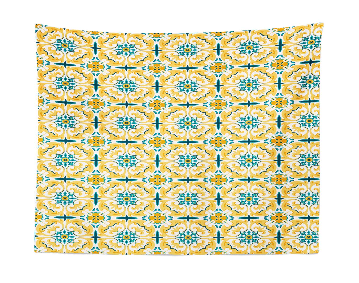 Ambesonne Victorian Tapestry Wall Art - Botanical Floral Design Fabric Wall Hanging Decor for Bedroom, Living Room, Dorm - 28x23 Inches Mustard Multicolor - Perfect for Bohemian Home Decor & Gift Ideas