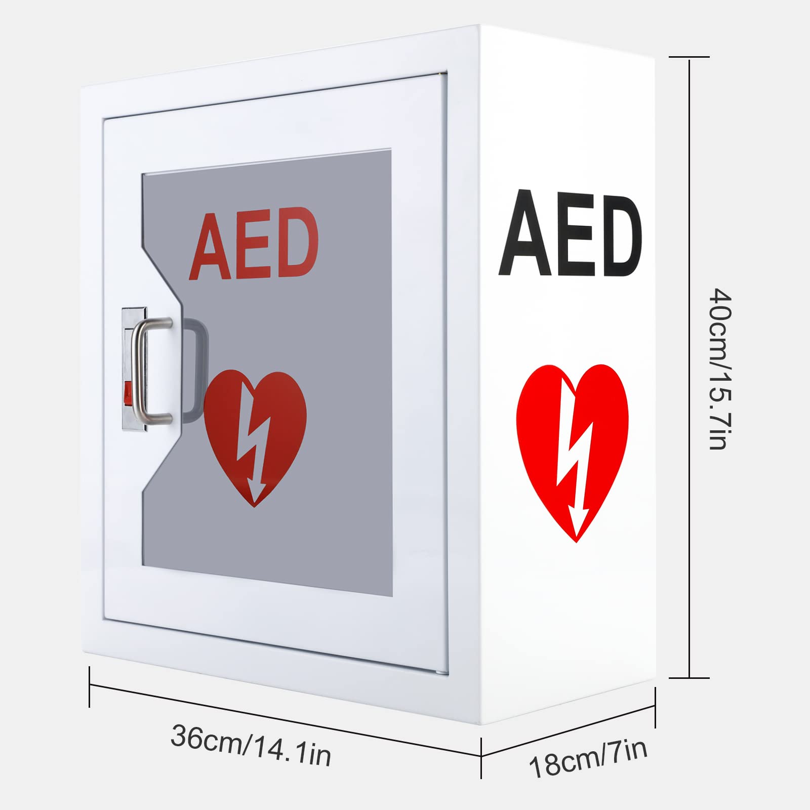 Stainless Steel AED Defibrillator Wall Mount Cabinet with Snap Lock - Universal Fit for Cardiac Science & All Major Brands - 14.1