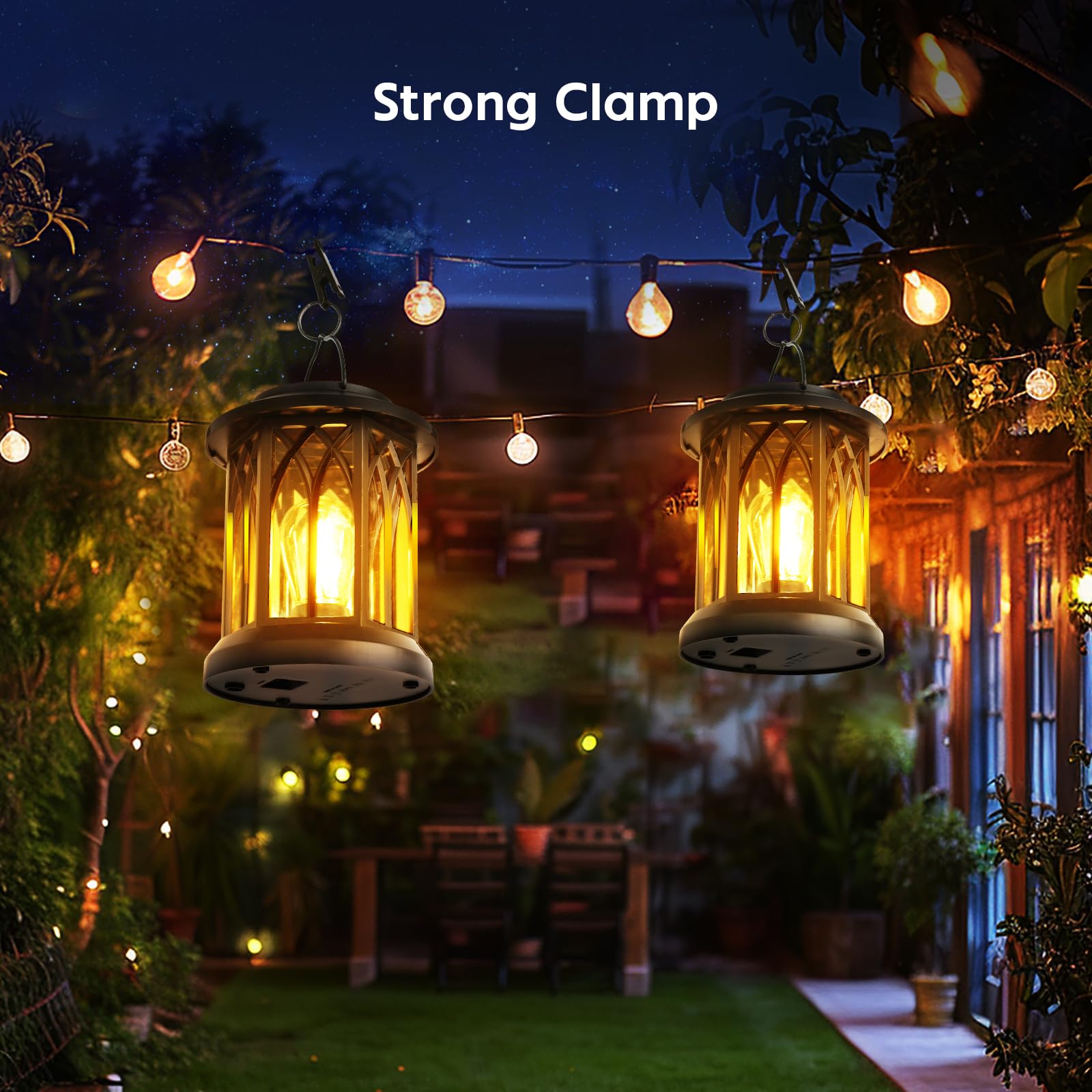 2 Pack Waterproof Solar Lanterns Outdoor Hanging - Decorative Solar Lights for Patio, Garden, Yard with Handle & Clip | Perfect for Backyard Parties, Camping & Pathway Lighting