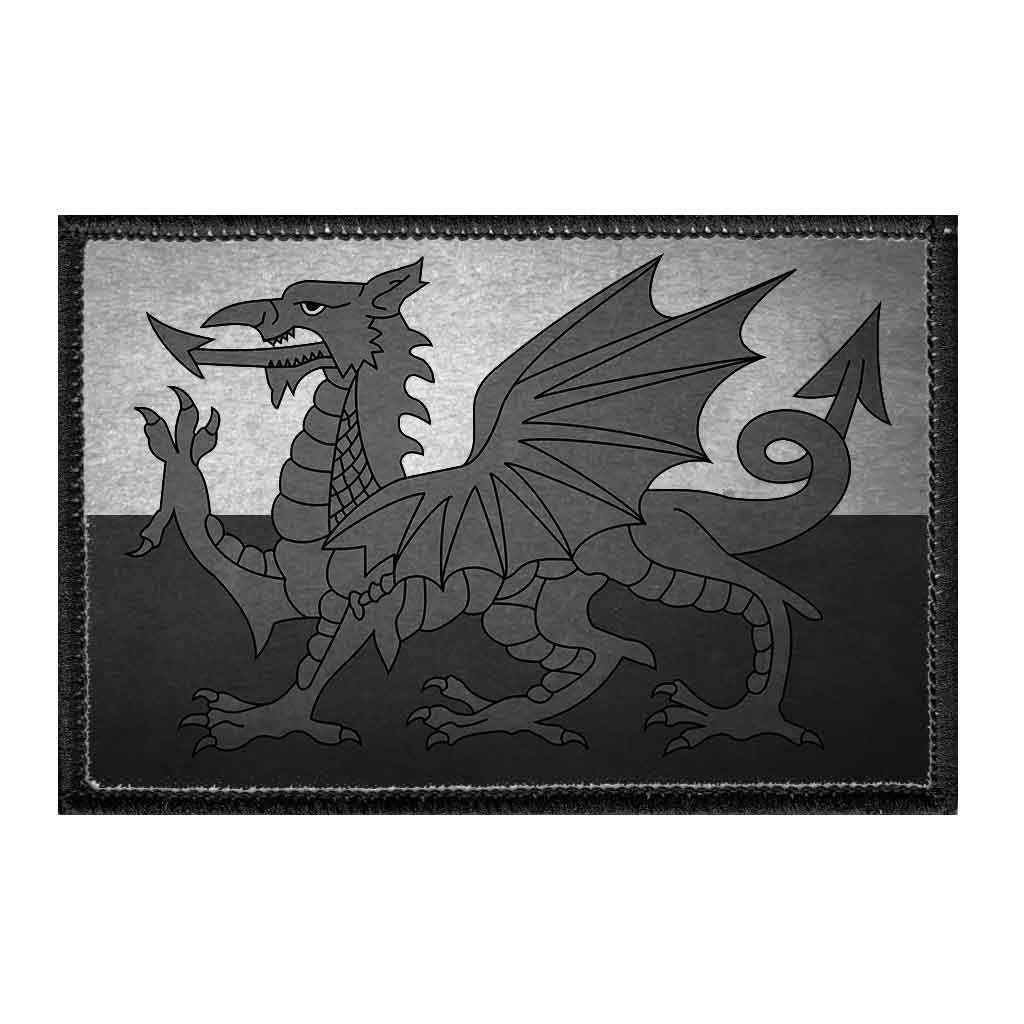 Distressed Black and White Wales Flag Patch - 2x3 Inch Hook and Loop Backing for Hats, Jackets, Vests & Denim - Vintage Style Embroidered Iron-On Badge - Perfect for Costumes, DIY Crafts & Patriotic Fashion